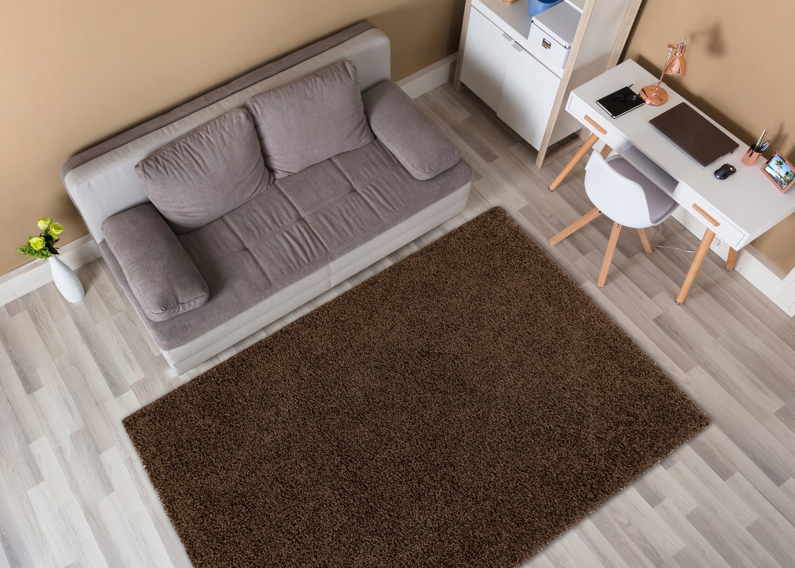 CARPET SOFFI shaggy 180x270 cm thick BROWN # AF057 Length 270 cm