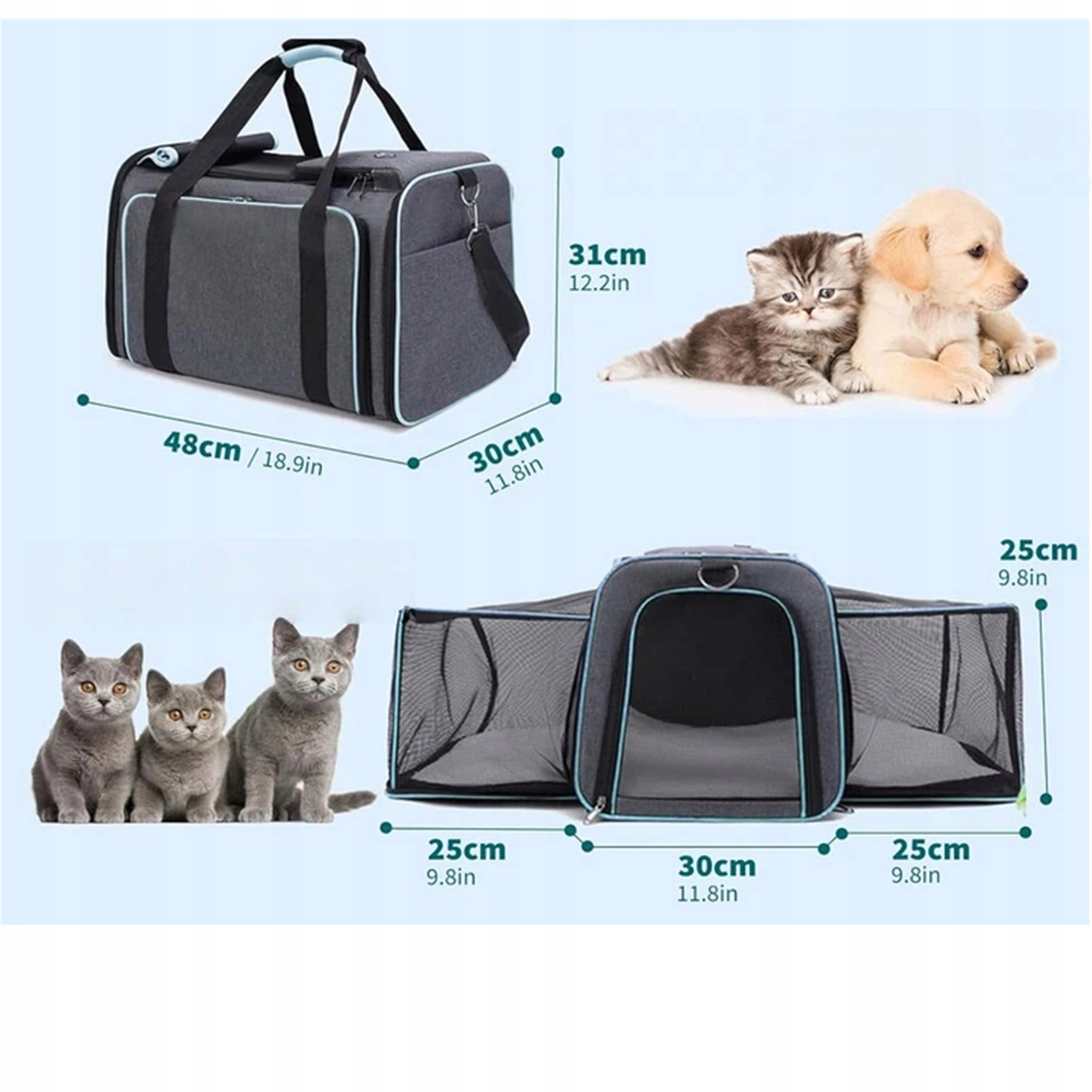 CARRYING BAG WITH FOLDING SIDES FOR CAT DOG ANIMALS LARGE Manufacturer code PT1084-PT1084