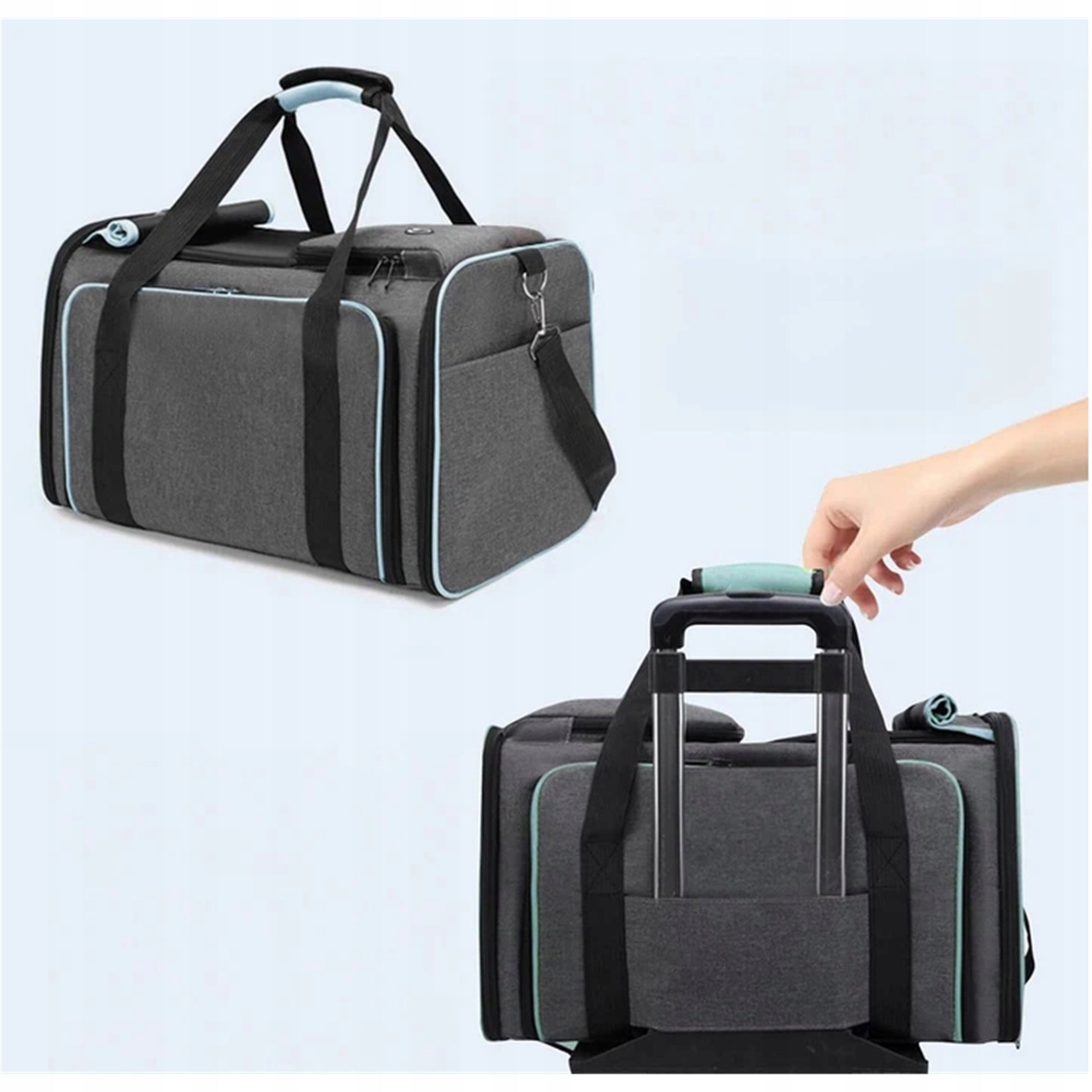 CARRYING BAG WITH FOLDING SIDES FOR CAT DOG ANIMALS LARGE Product depth 48 cm