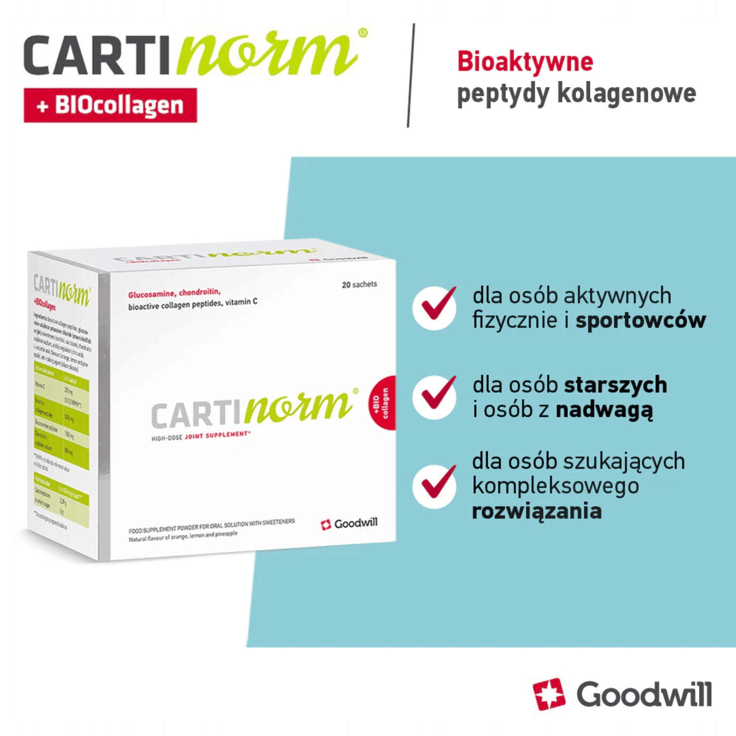 CARTInorm+BIOcollagen collagen for joints drinking bones 20 sachets Manufacturer of a medical device Goodwill