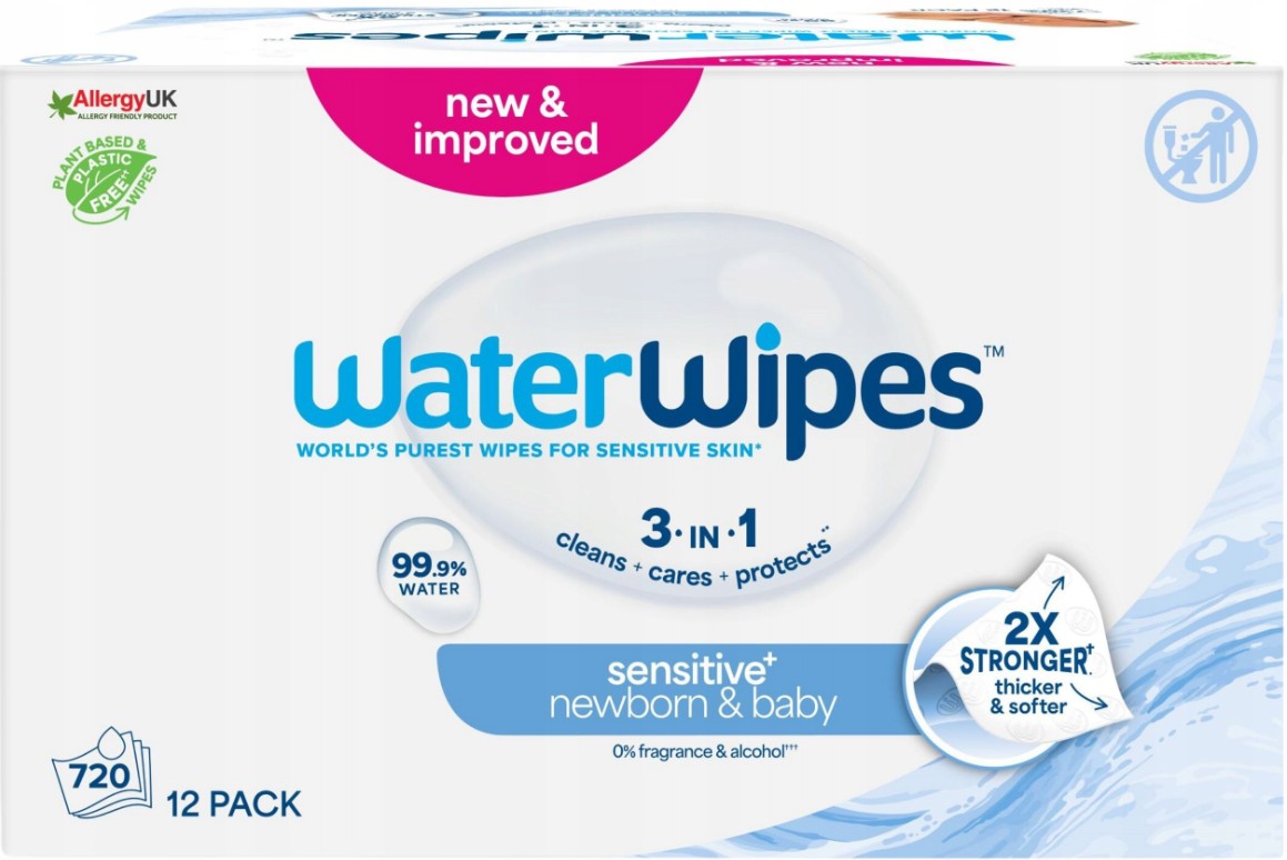 CARTON WATERWIPES WET WIPES BIO 99,9% WATER 12 X 60 PCS 720 PCS