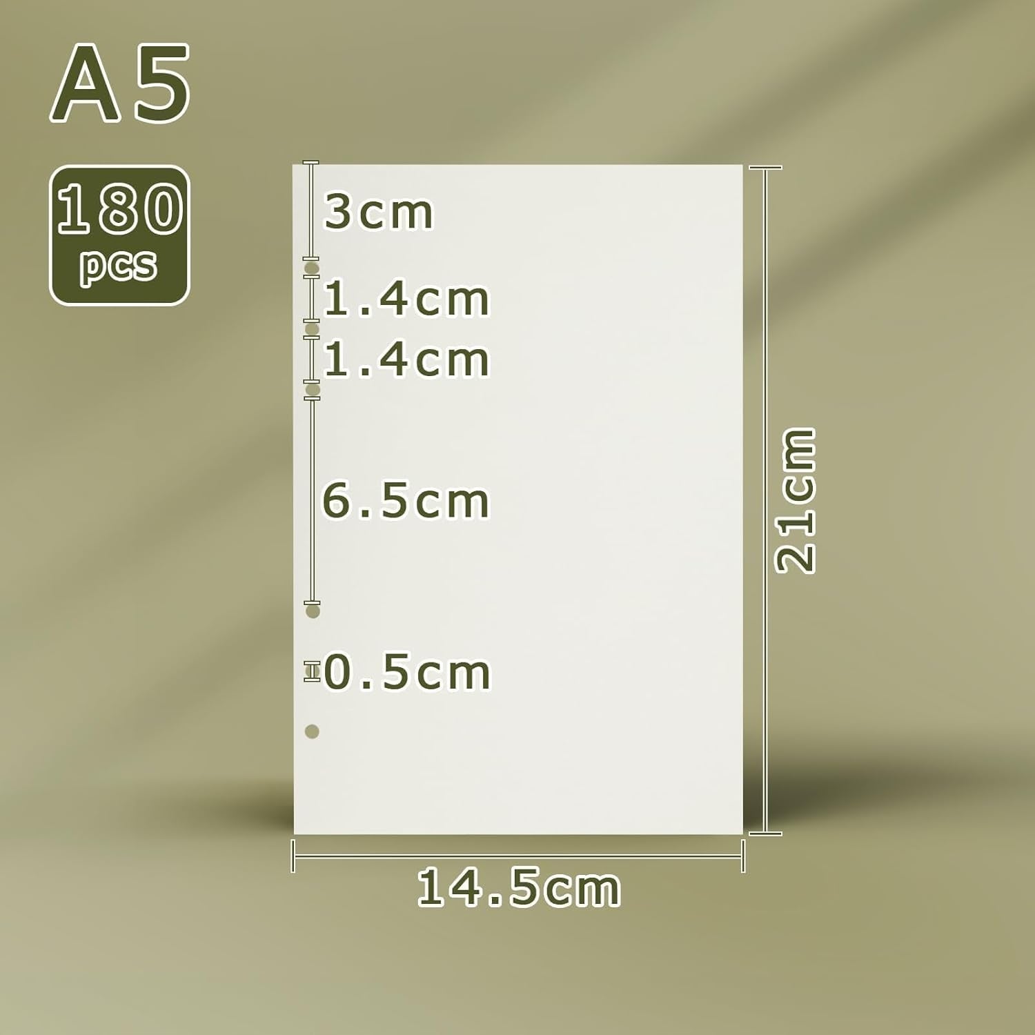 CARTRIDGE A5 180 SHEETS REFILL PAPER FOR BINDER 6 HOLES Brand no brand
