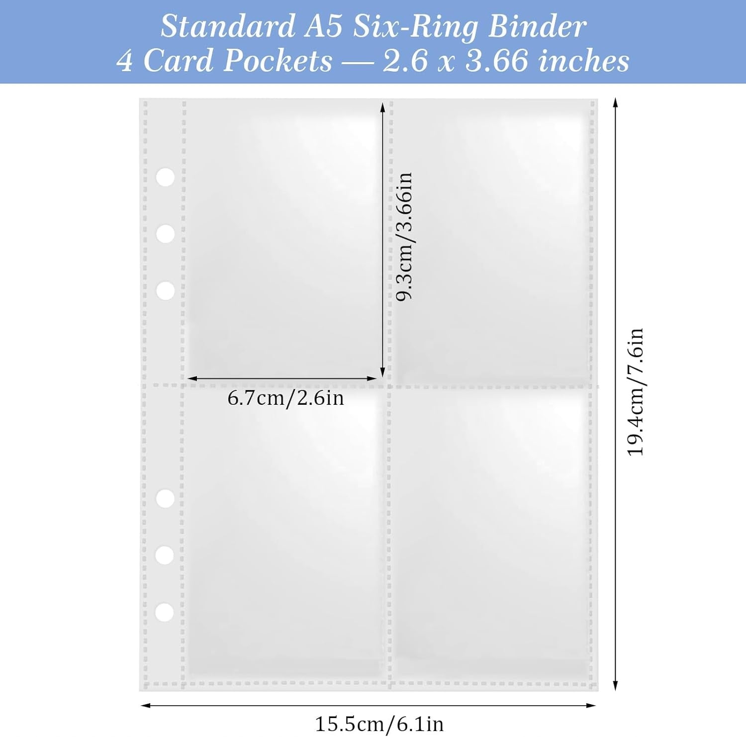 CARTRIDGES 40 PIECES A5 DOUBLE-SIDED POCKETS FOR TRANSPARENT PHOTOCARDS Brand no brand
