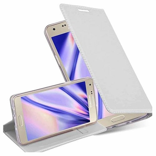 CASE FOR SAMSUNG GALAXY A3 2015 SILVER MAGNETIC LEATHER ELEGANT