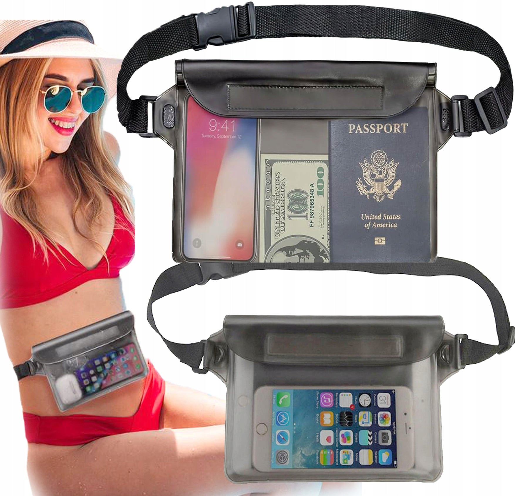 CASE WATERPROOF KIDNEY SACHET FOR DOCUMENTS FOR KAYAK BEACH WATERPROOF