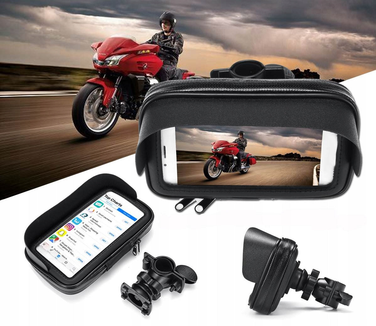 CASE WATERPROOF TOUCH PHONE HOLDER GPS FOR HANDLEBAR VISOR XL Model Uchwyt na telefon na kierownicę z daszkiem XL