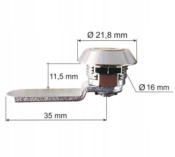 CASSETTE LOCK, CABINET, LETTERBOXES, 16 mm Manufacturer code Zamek mały