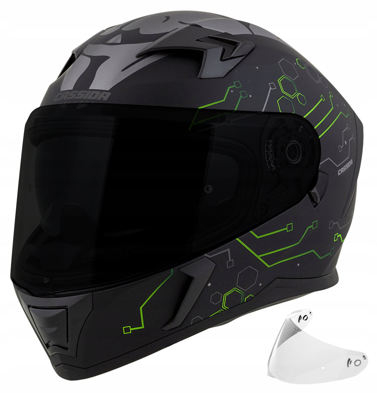 + CASSIDA GLASS MOTORCYCLE HELMET REFLECTIVE GRAPHICS