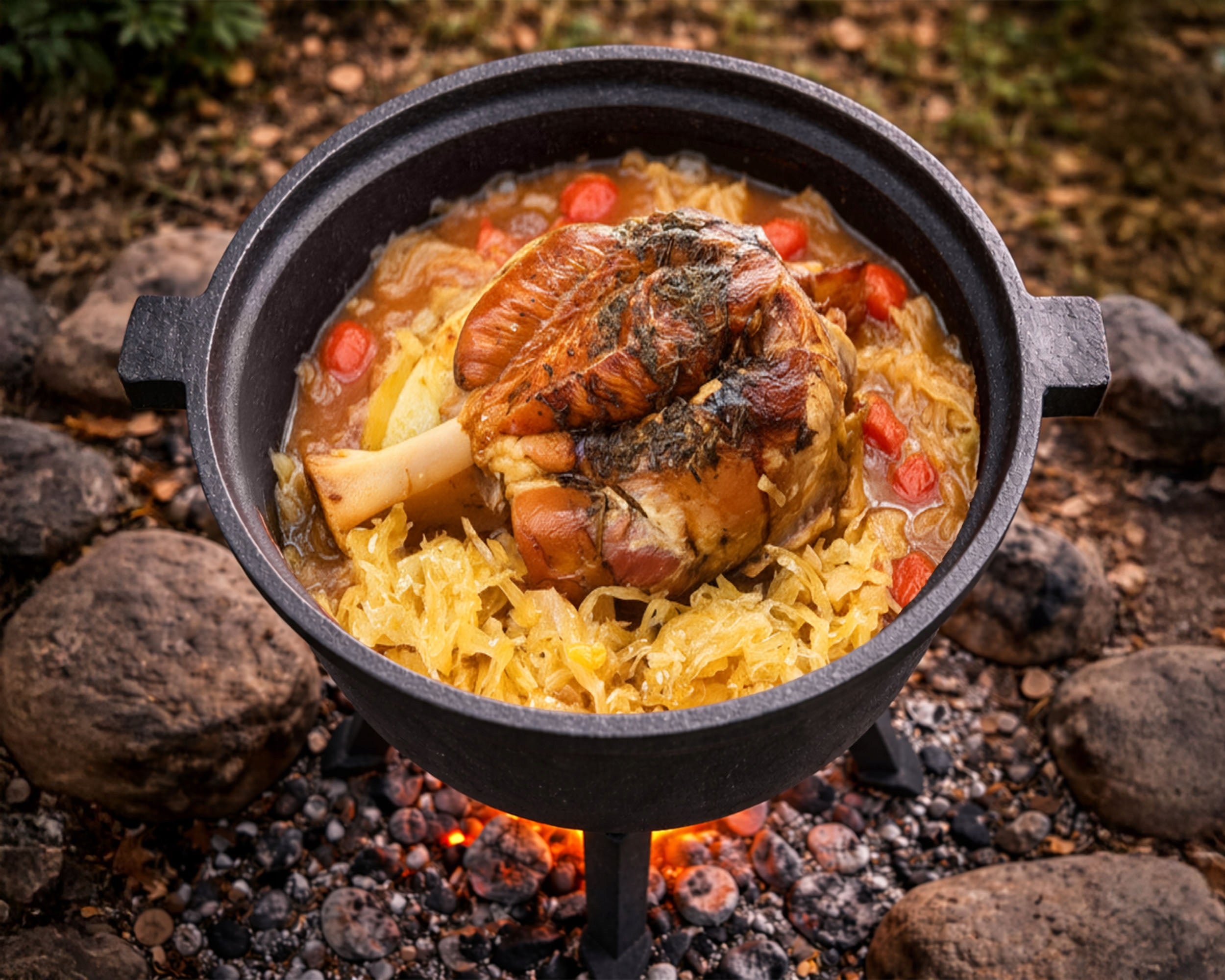 CAST IRON BOILER 11l HUNTING POT roasts for bonfire grill + RECIPES Product weight with unit packaging 13.2 kg