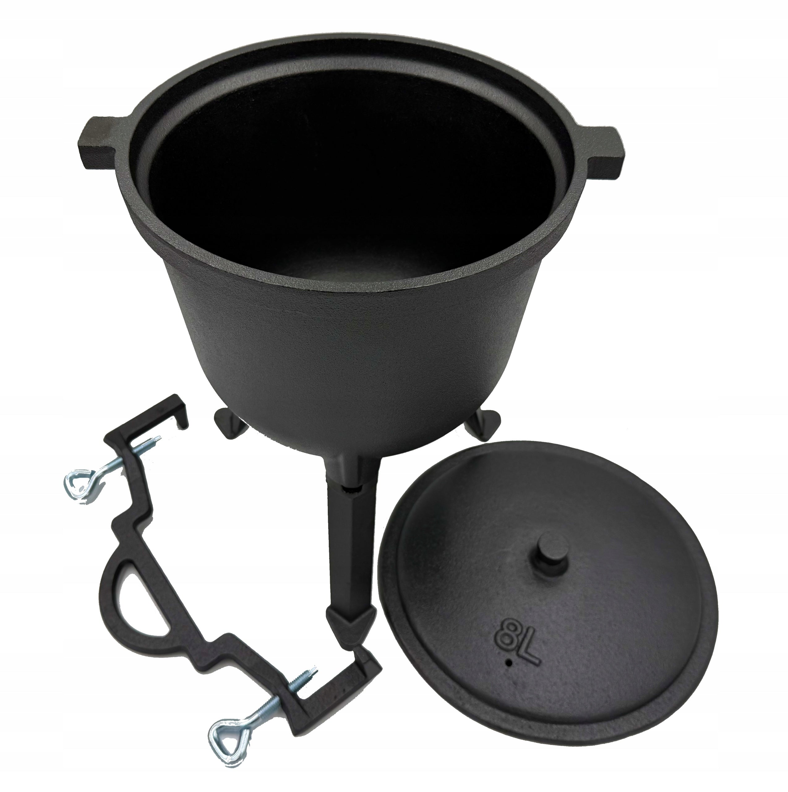 CAST IRON BOILER 8L HANGING HUNTING POT FOR ROASTS FIRE IRON 8L Kind standing