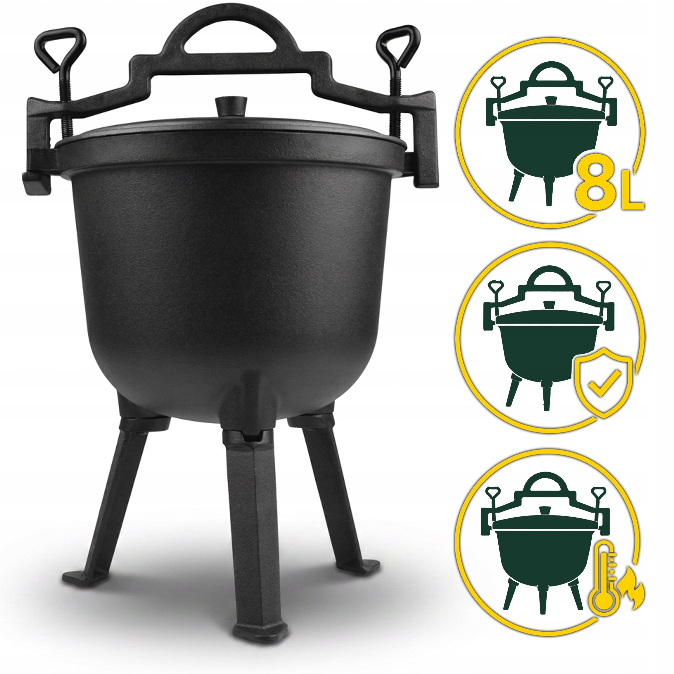 CAST IRON BOILER 8L HUNGARIAN HUNTING POT FOR ROASTS FIRE GRILL Packaging status original