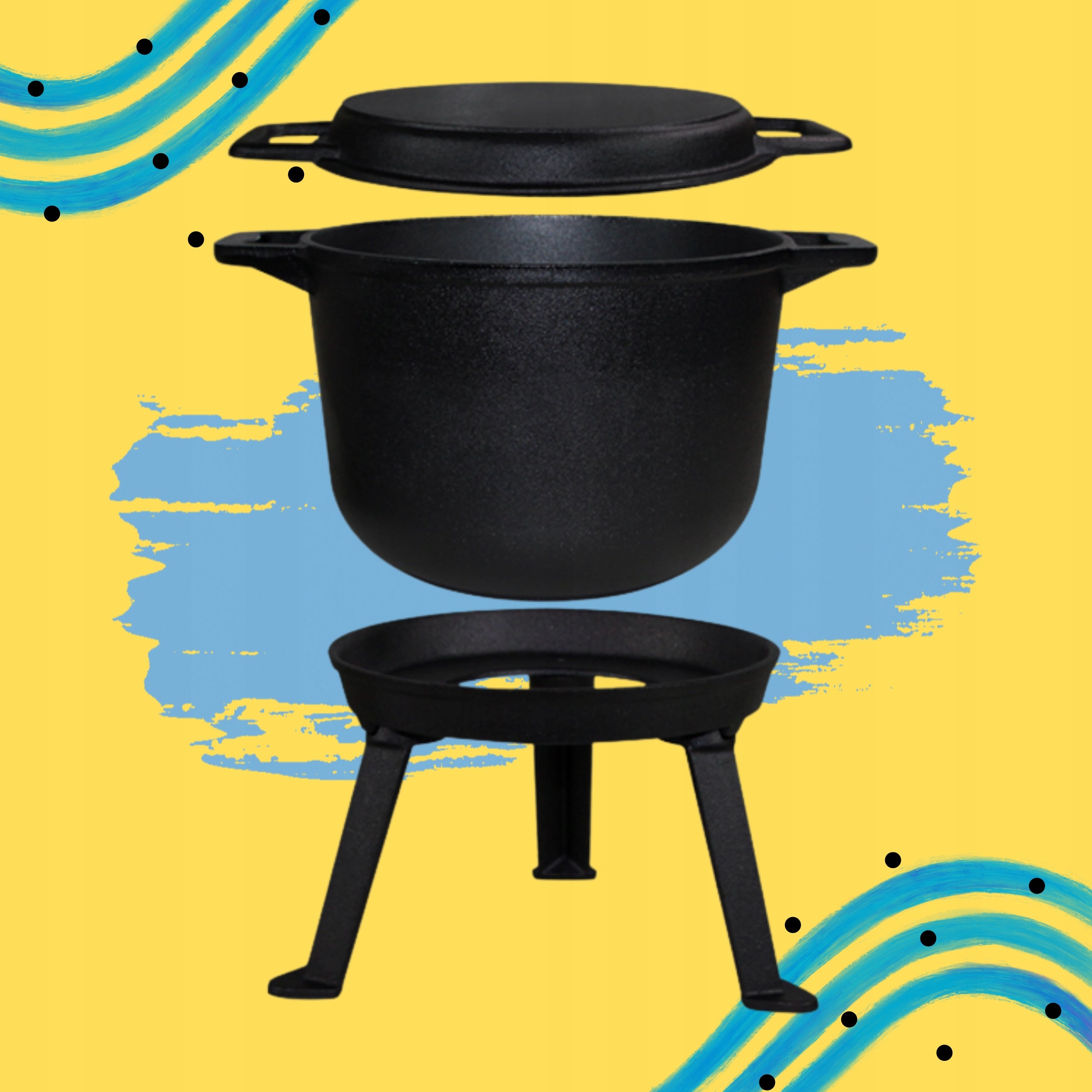 CAST IRON BOILER WITH PAN Hungarian hunting POT 10L for FIREPLACE GRILL Manufacturer HAGE