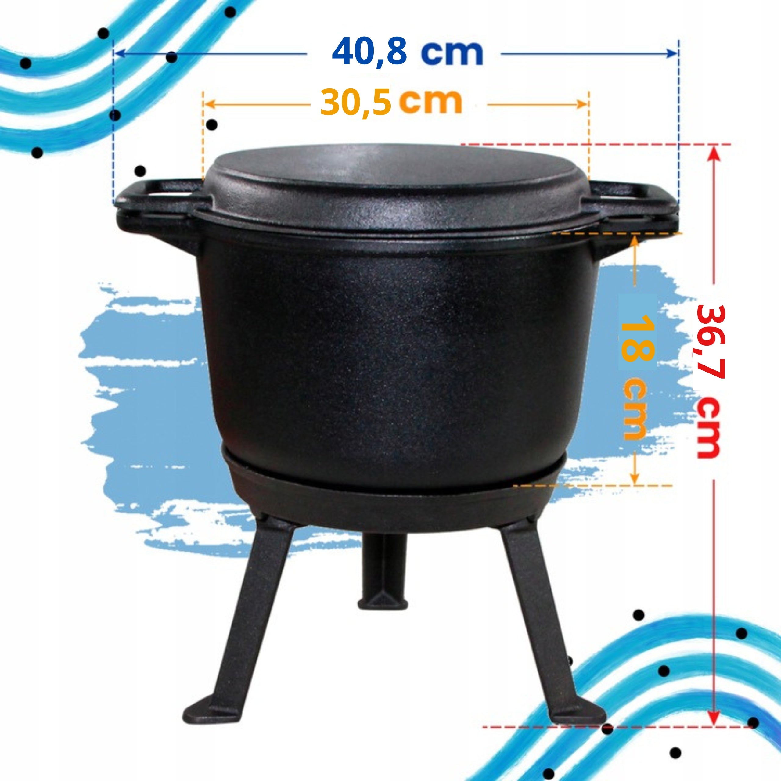 CAST IRON BOILER WITH PAN Hungarian hunting POT 10L for FIREPLACE GRILL Packaging status original