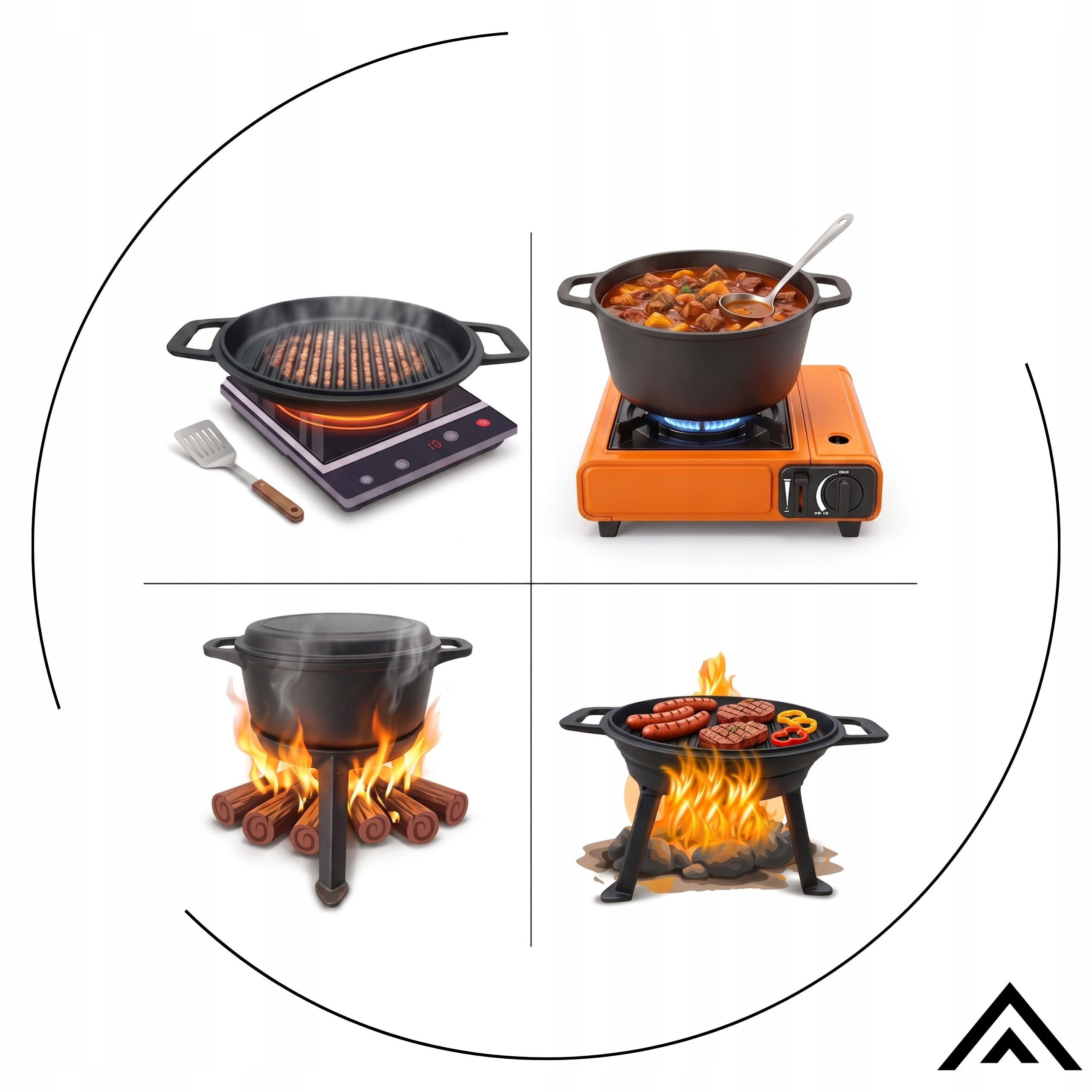 CAST IRON BOILER WITH PAN Hungarian hunting POT 4L for FIREPLACE GRILL Manufacturer code Kociołek żeliwny na ognisko z patelnią 4L