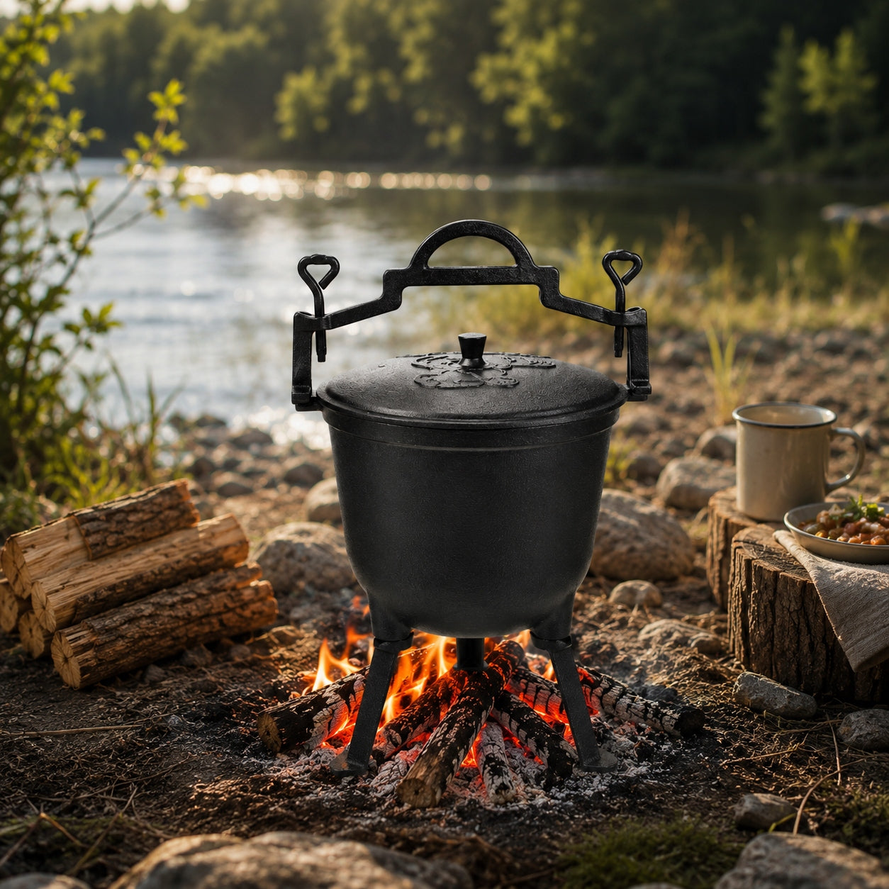 CAST IRON BOILER hunting pot HUNGARIAN 8L MK503 ROSSNER stew fireplace Manufacturer code MK503