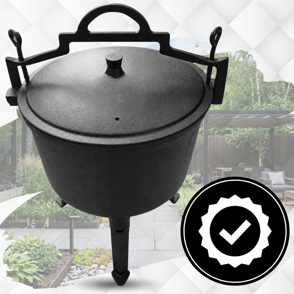 CAST IRON CAULDRON HUNTING POT HUNGARIAN FOR BONFIRE GRILL ROASTS 10L Manufacturer code Kociołek żeliwny węgierski na nogach 10l