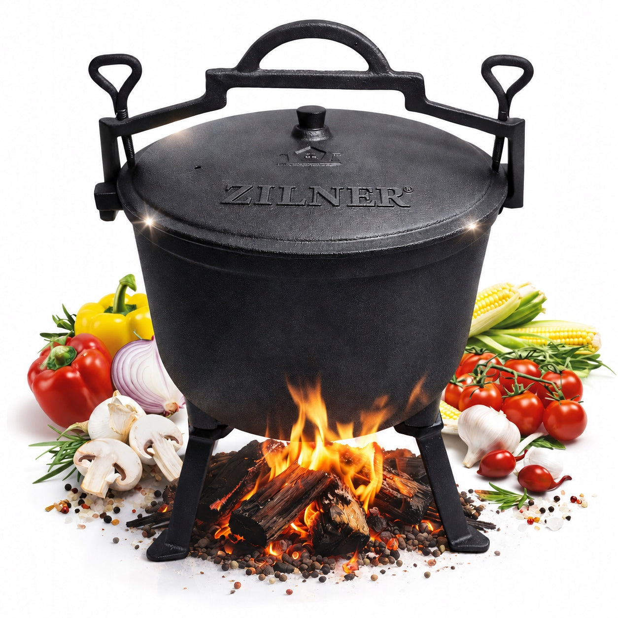 CAST IRON CAULDRON HUNTING POT HUNGARIAN FOR FIREPLACE GRILL ROASTS 10L