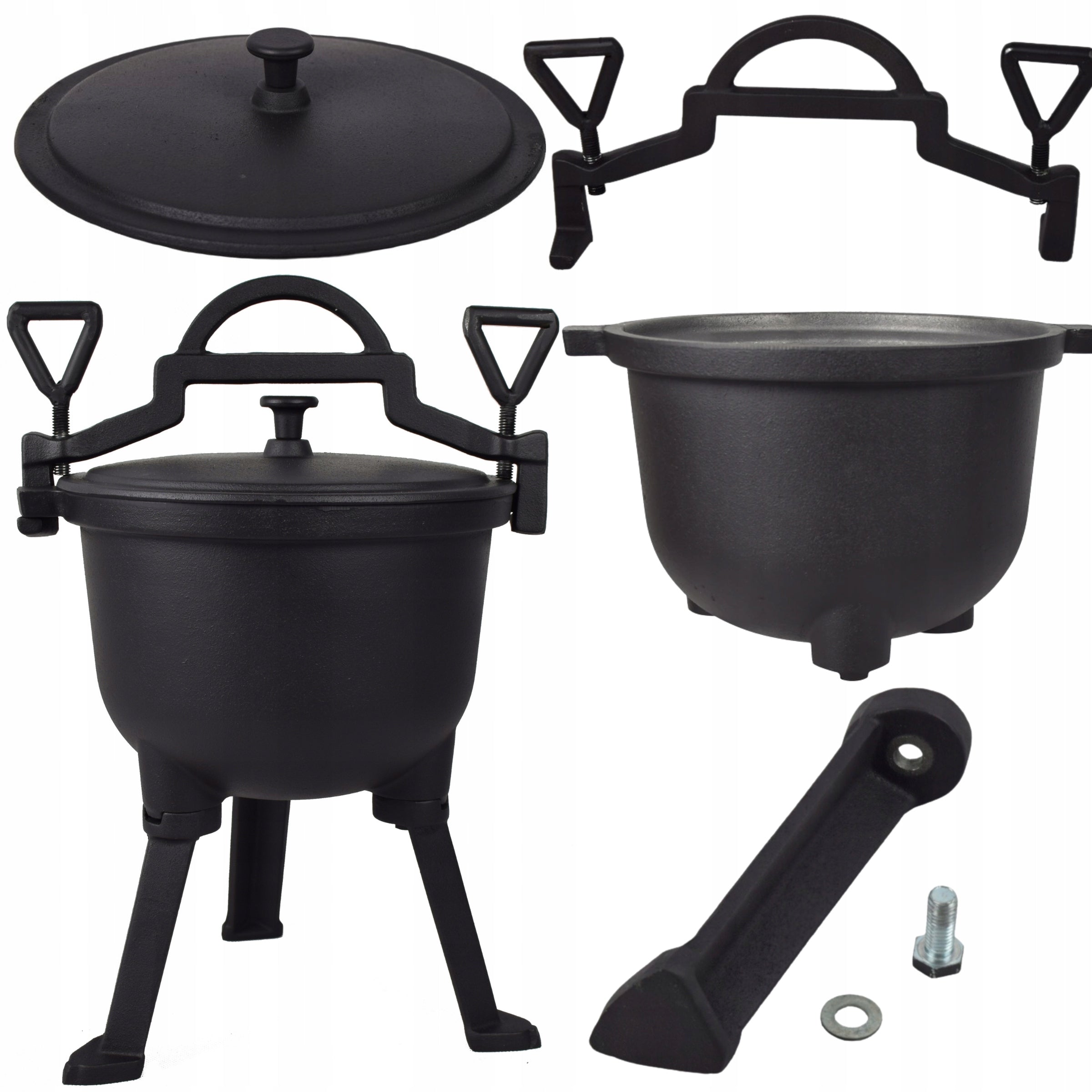 CAST IRON CAULDRON HUNTING POT HUNGARIAN FOR FIREPLACE GRILL ROASTS 8L Kind standing