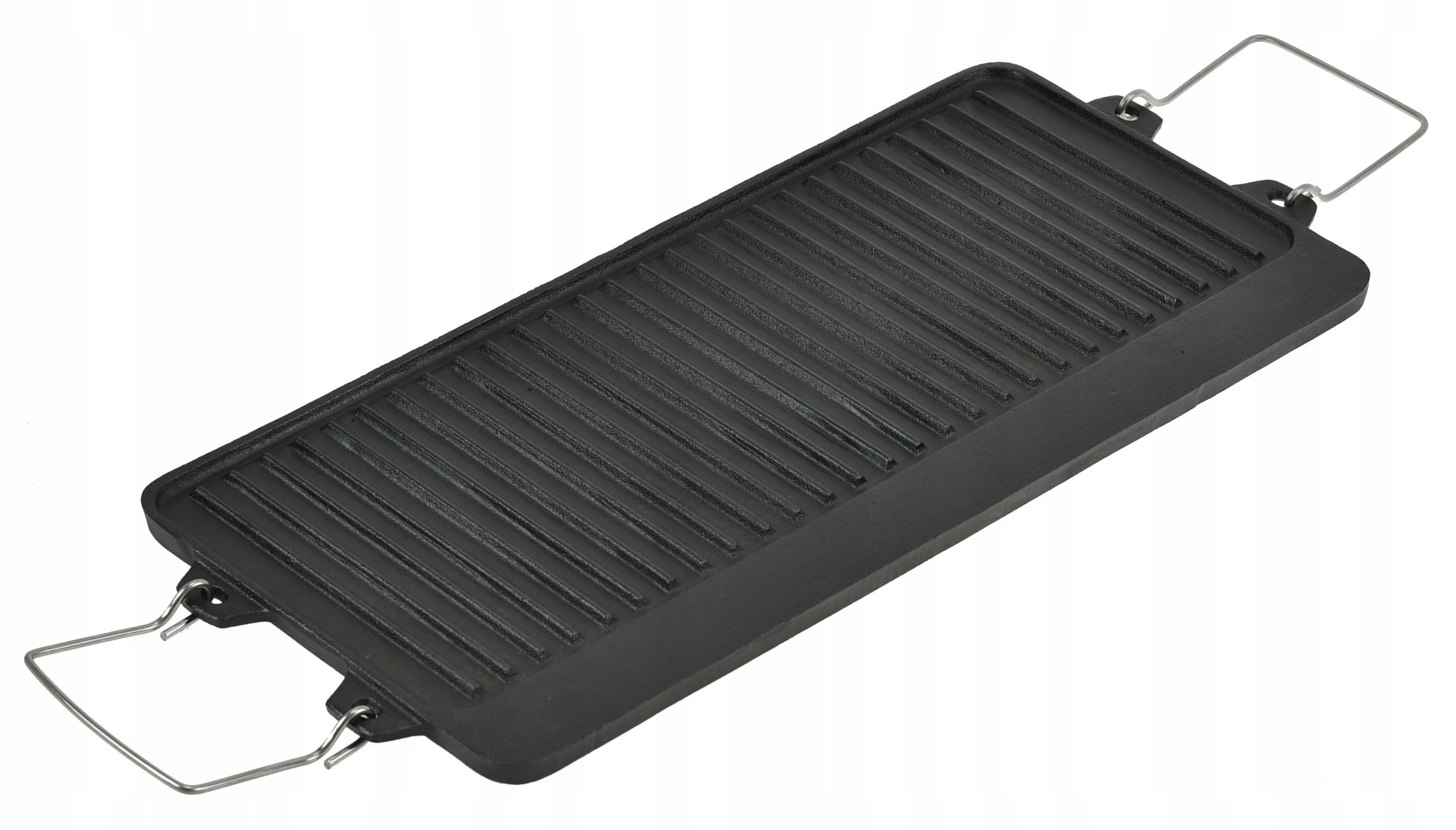 CAST IRON DOUBLE-SIDED GRILL GRATE 52 x 25cm Grill Pan for Fire Pit Length 52 cm