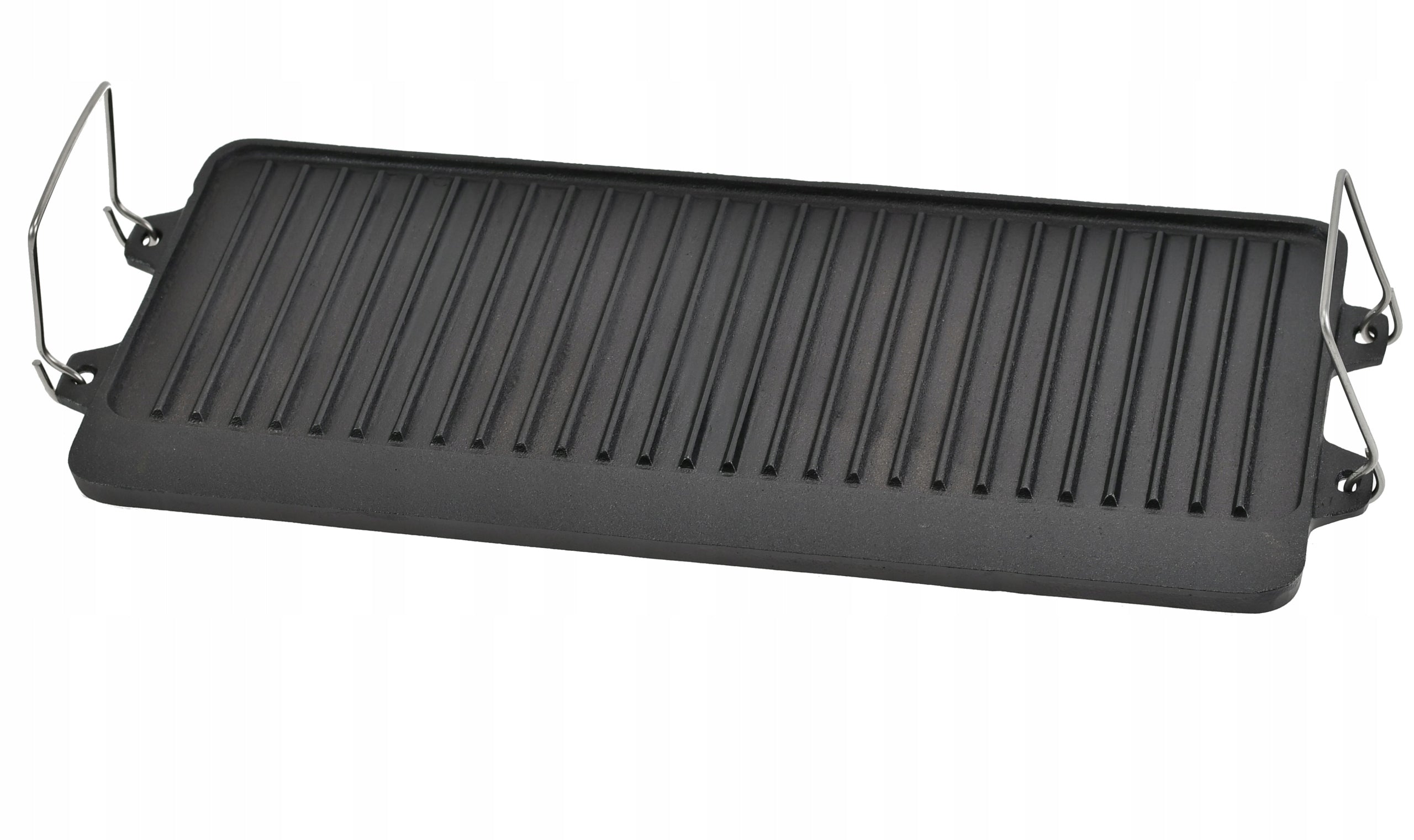 CAST IRON DOUBLE-SIDED GRILL GRATE 52 x 25cm Grill Pan for Fire Pit Shape rectangular
