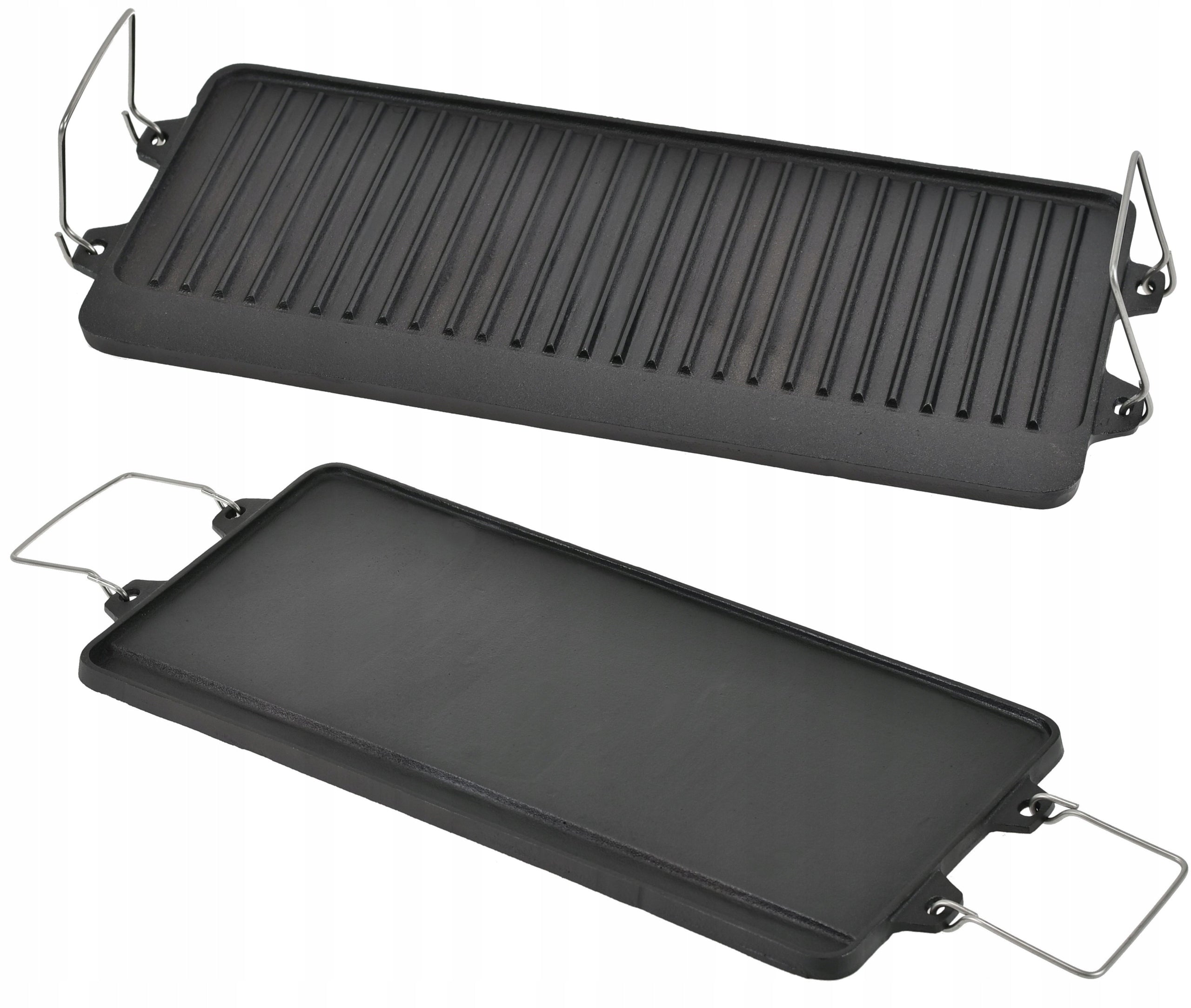 CAST IRON DOUBLE-SIDED GRILL GRATE 52 x 25cm Grill Pan for Fire Pit