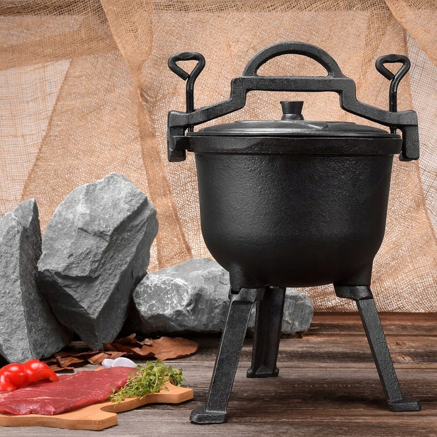 CAST IRON ENAMELLED HUNGARIAN HUNTING POT 10L FOR BONFIRE GRILL Product weight with unit packaging 16 kg