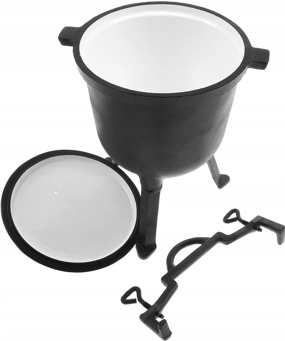 CAST IRON ENAMELLED HUNGARIAN HUNTING POT 8L FOR BONFIRE GRILL