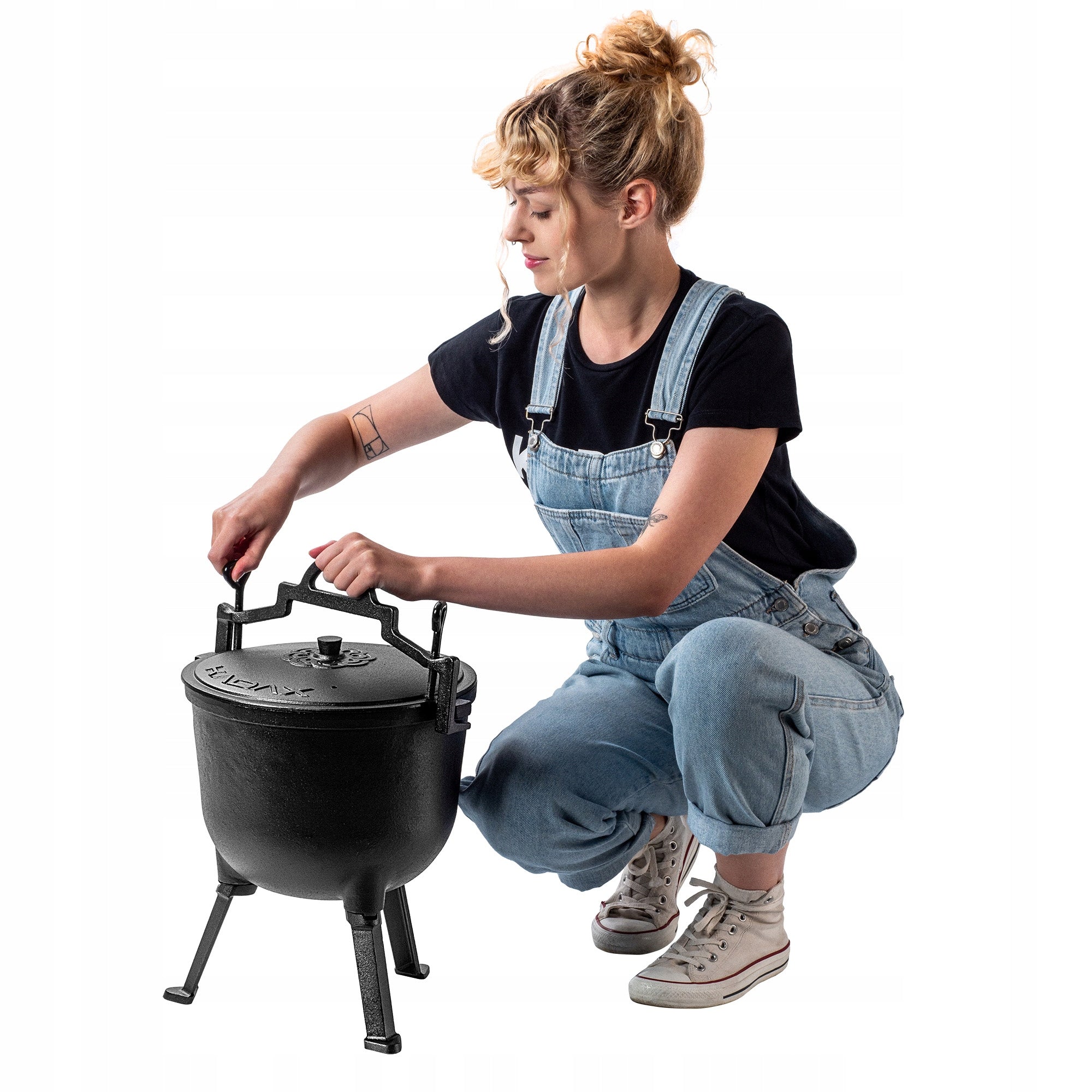 CAST IRON HUNTING CAULDRON 10L FIRE PIT POT GRILL STANDING ROASTS Capacity 10 l