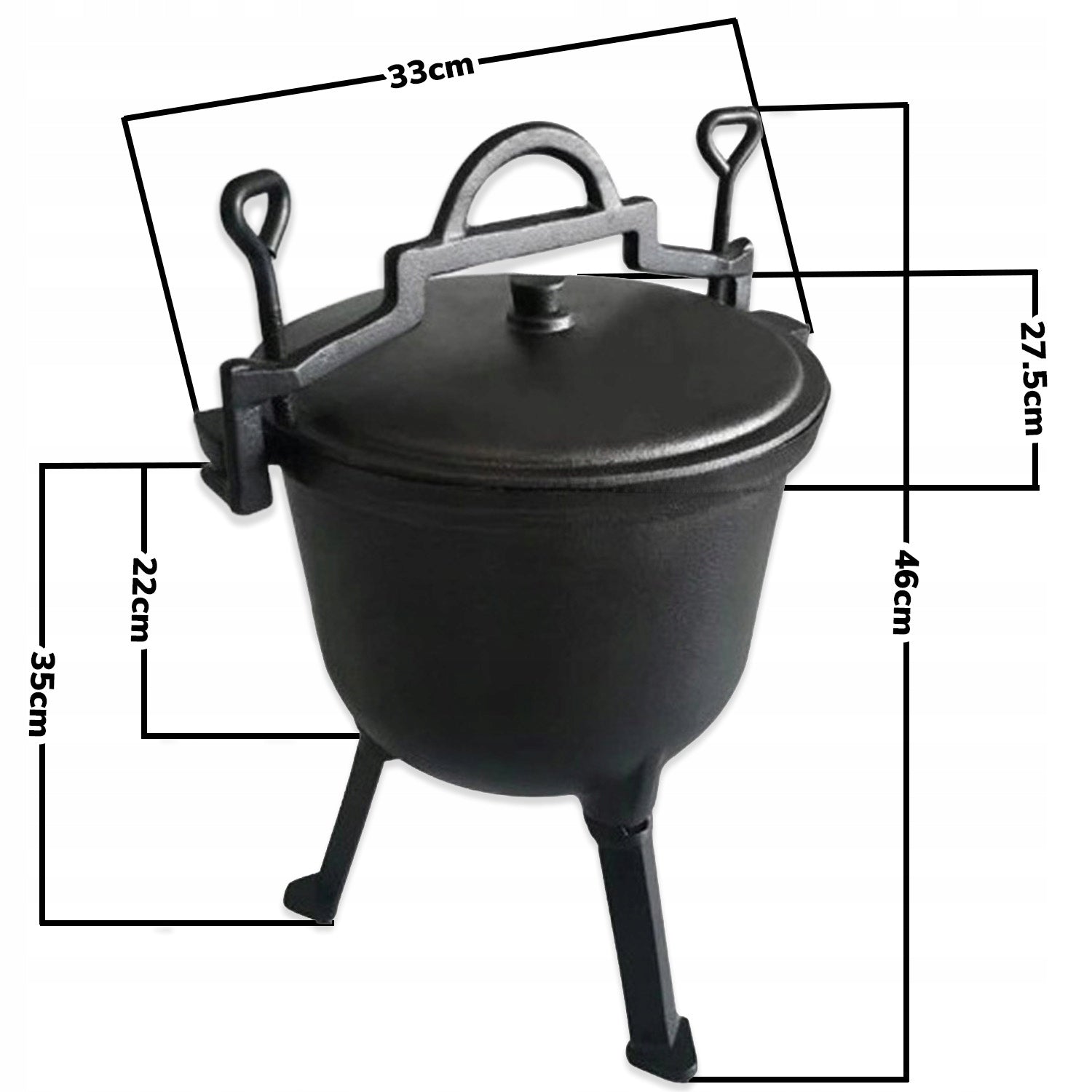 CAST IRON POT HUNGARIAN HUNTING FOR GRILL FIREPLACE ROASTS 8L Kind standing