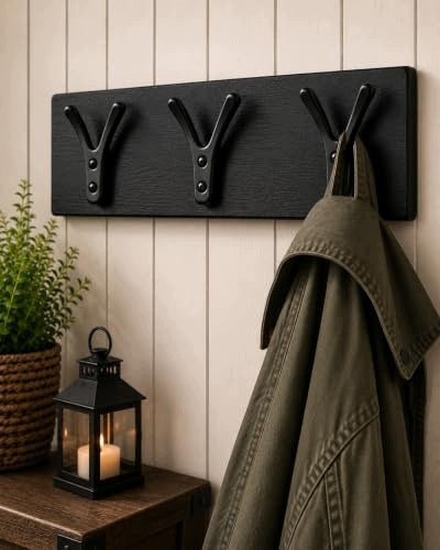 CAST IRON WALL HOOKS MASSIVE DOUBLE FOR TOWEL CLOTHES SET OF 4 Manufacturer code SWC5908201323025