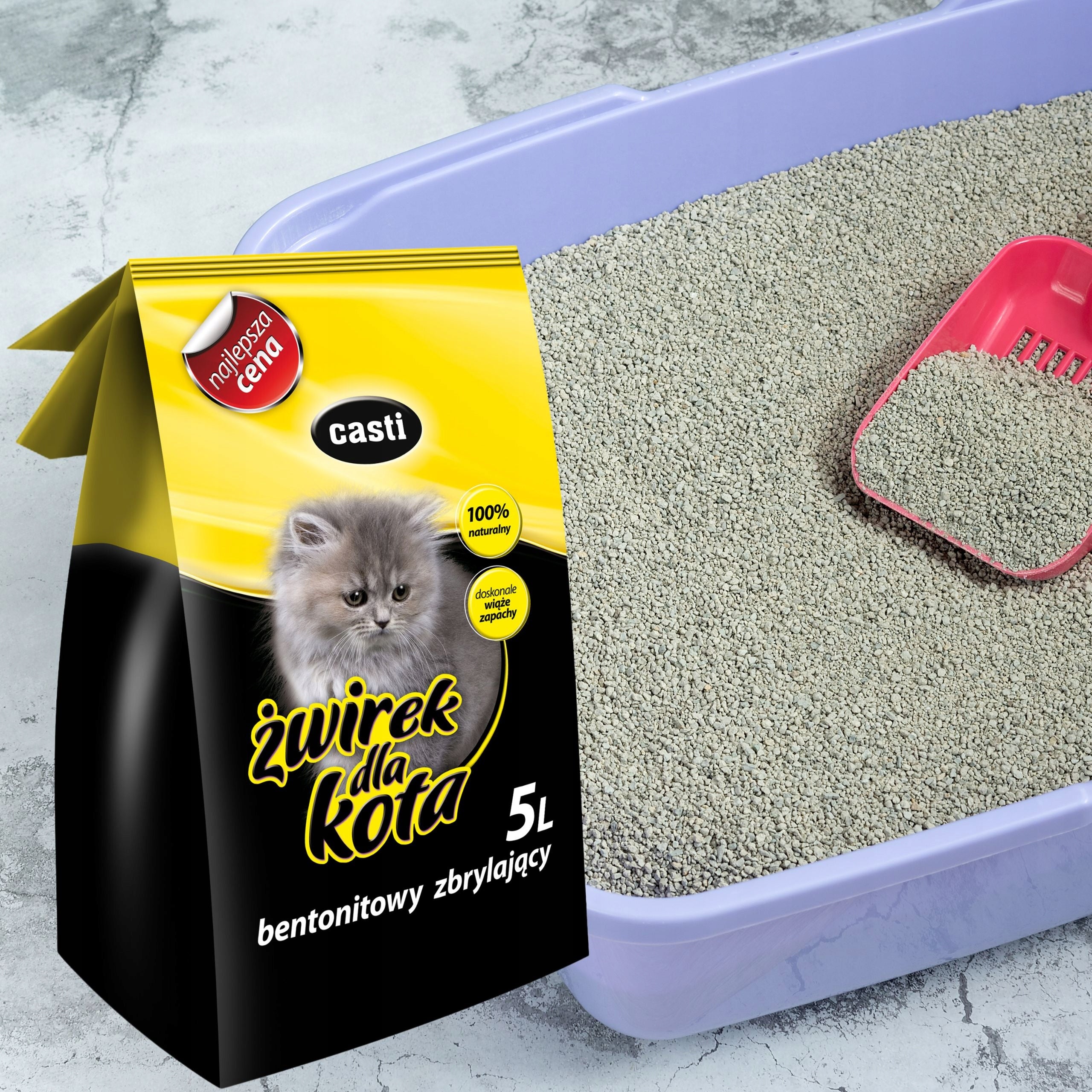 CASTI CAT LITTER BENTONITE CLUMPING UNSCENTED FOR LITTER BOX 5 L Kind bentonite