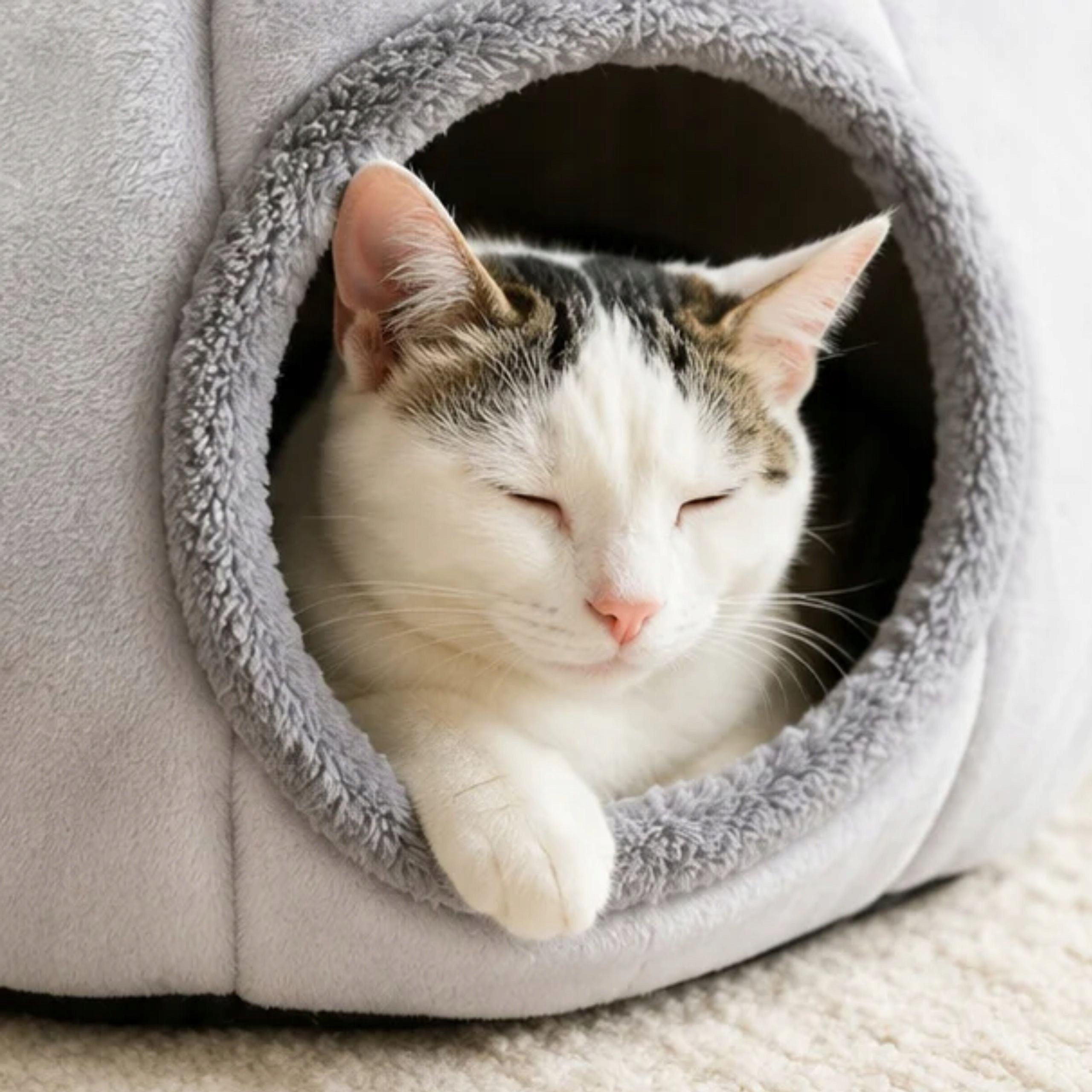 CAT BED COTTAGE BOOTH PLUSH SOFT BEDDING Trade name DOMEK DLA KOTA SZARY