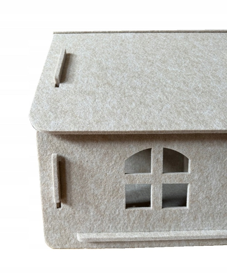 CAT BED SMALL DOG HOUSE BOOTH FELT TENT TIPI Color beige