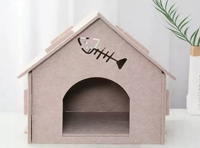 CAT BED SMALL DOG HOUSE BOOTH FELT TENT TIPI Length 40 cm