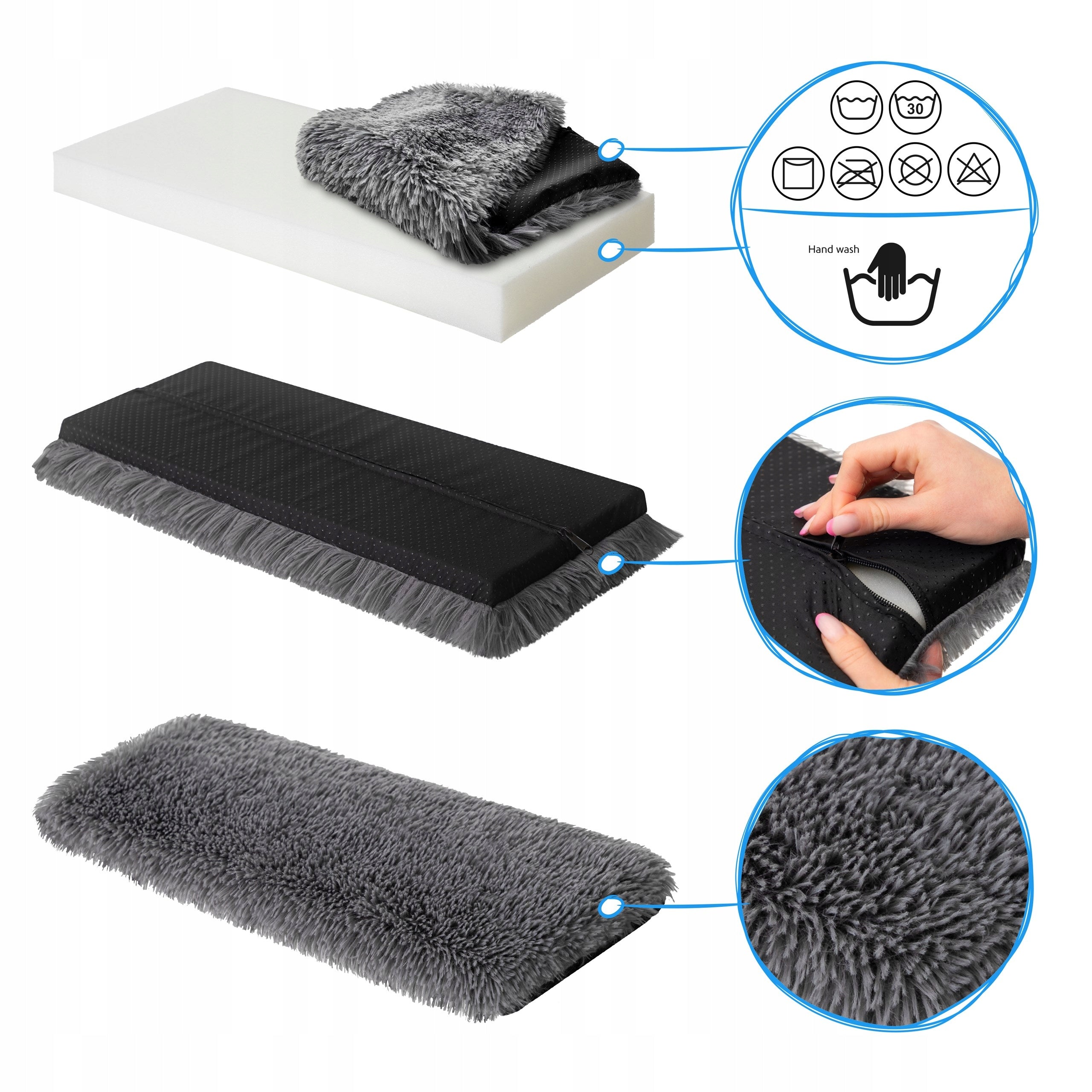 CAT BED for window sill Mat Mattress Bedding Cat bed 60x25 cm Trade name R4 MATERAC PARAPETNIK SHAGGY SZARY