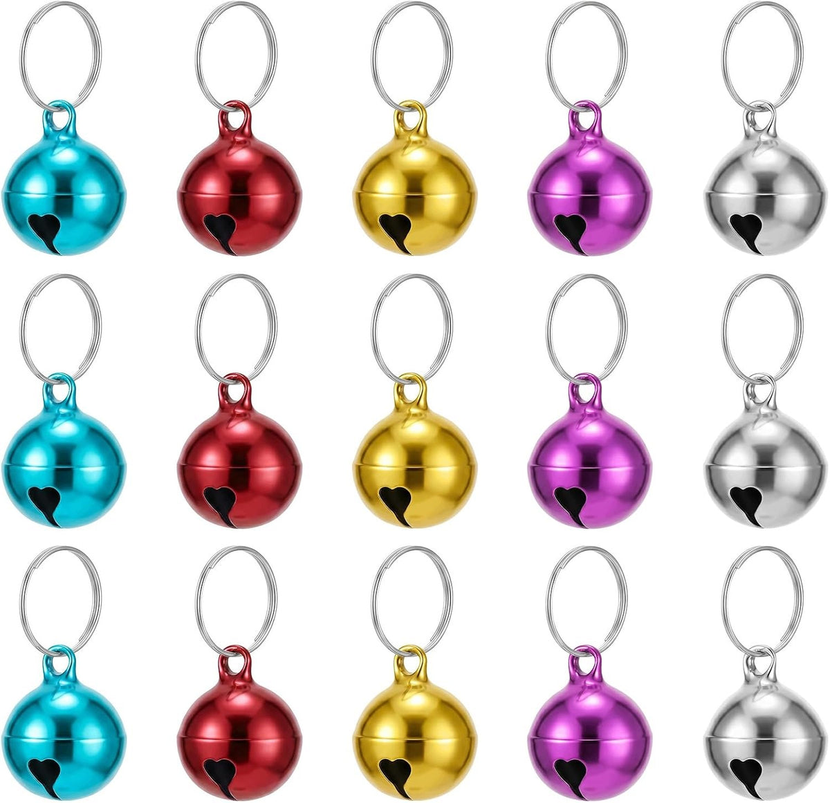 CAT BELLS 15 PCS WITH KEY RING FOR COLLAR