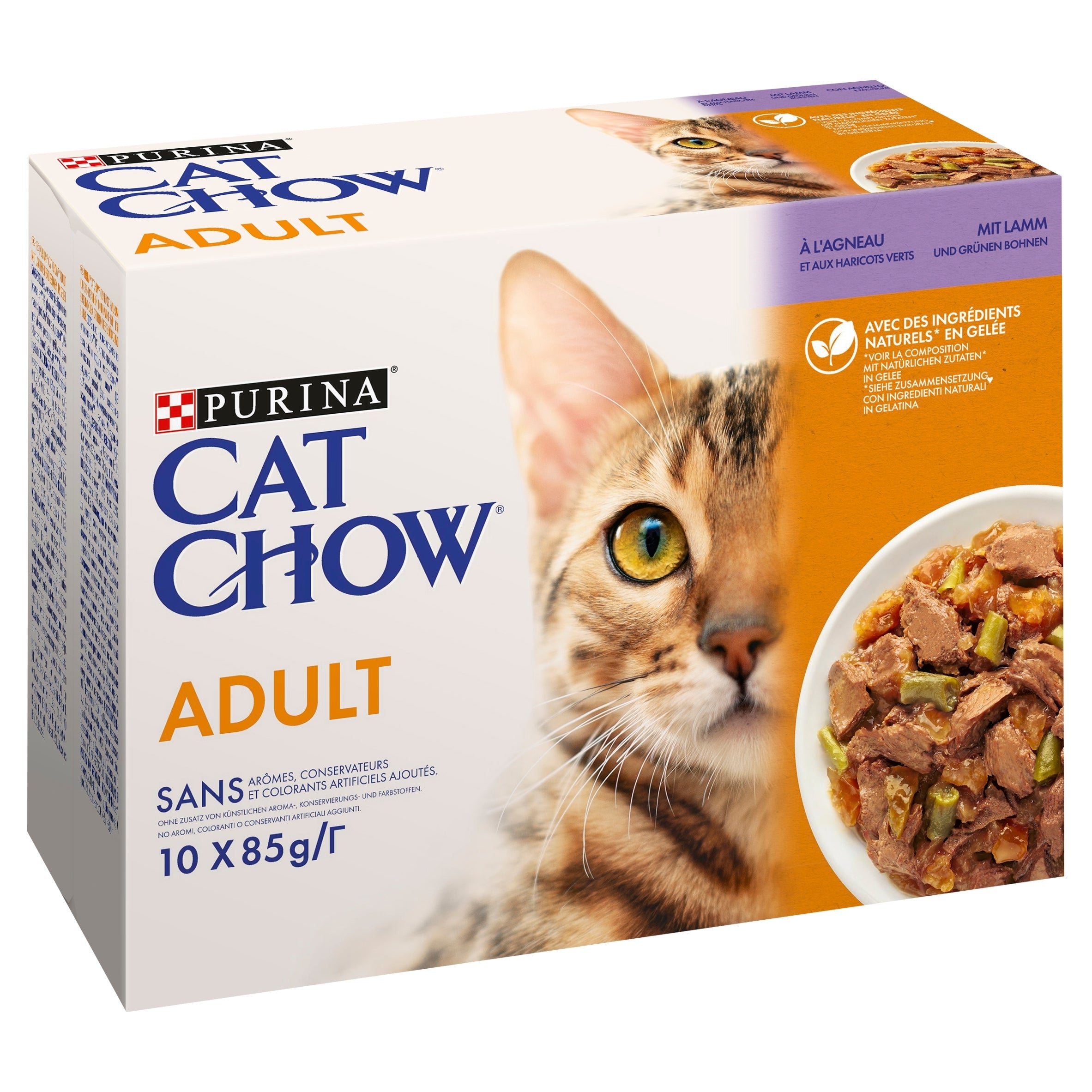 CAT CHOW Adult Wet Cat Food with Lamb and Green Beans 10 x 85g