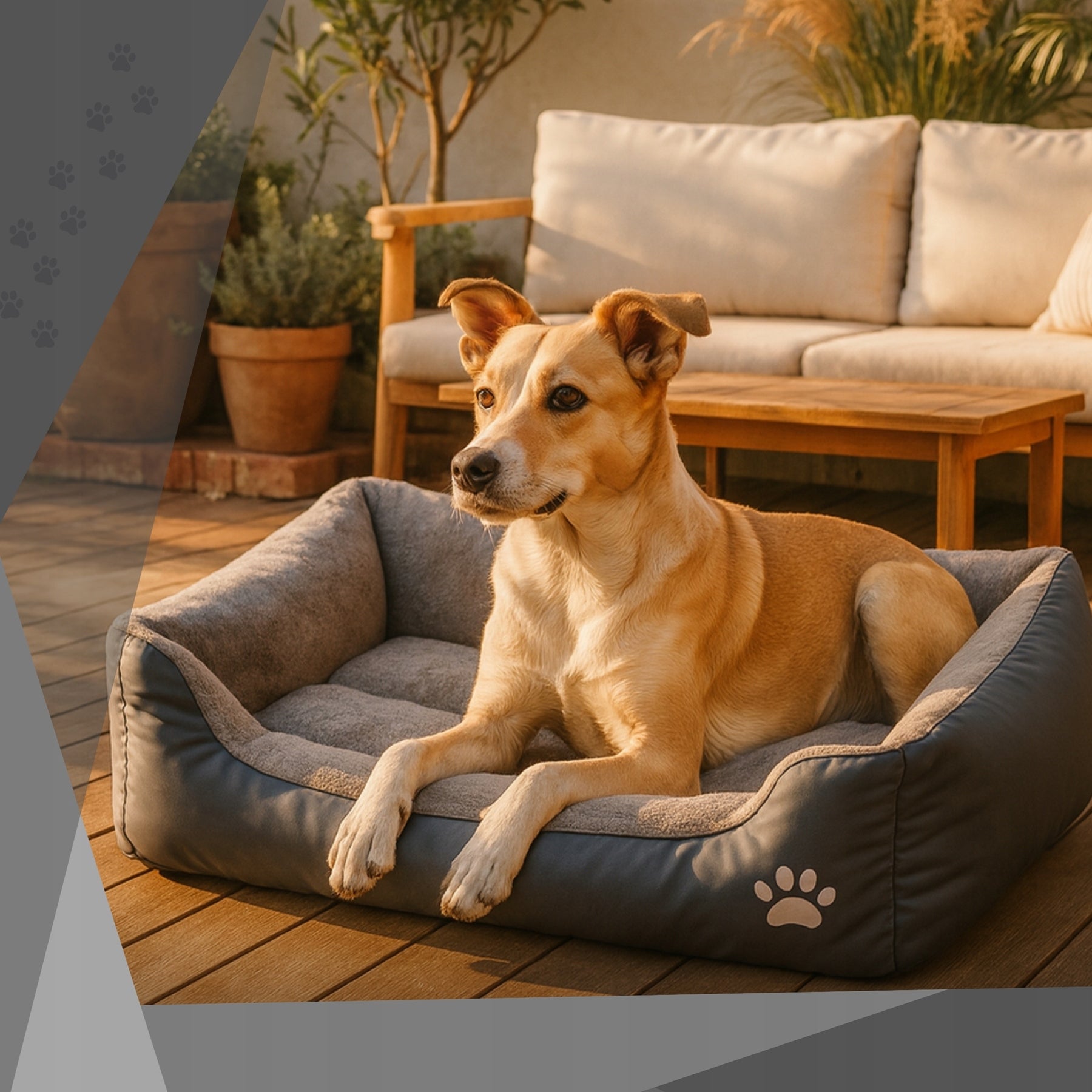 CAT DOG BED 50x40 SOFA PILLOW PLAYPEN WATERPROOF SOFT Color gray