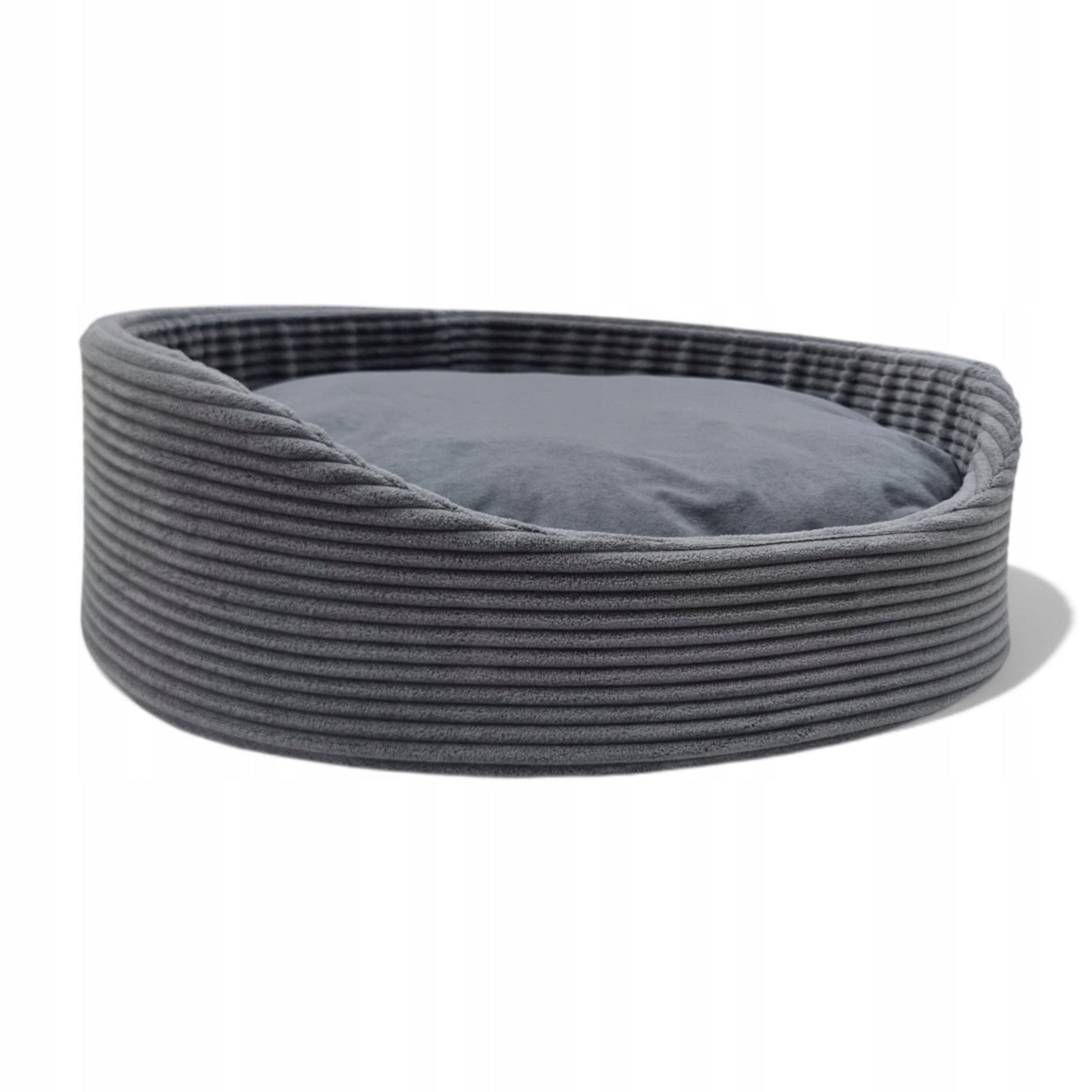 CAT DOG BED COUCH PLAYPEN CORDUROY 60x55 GRAPHITE- L Length 55 cm