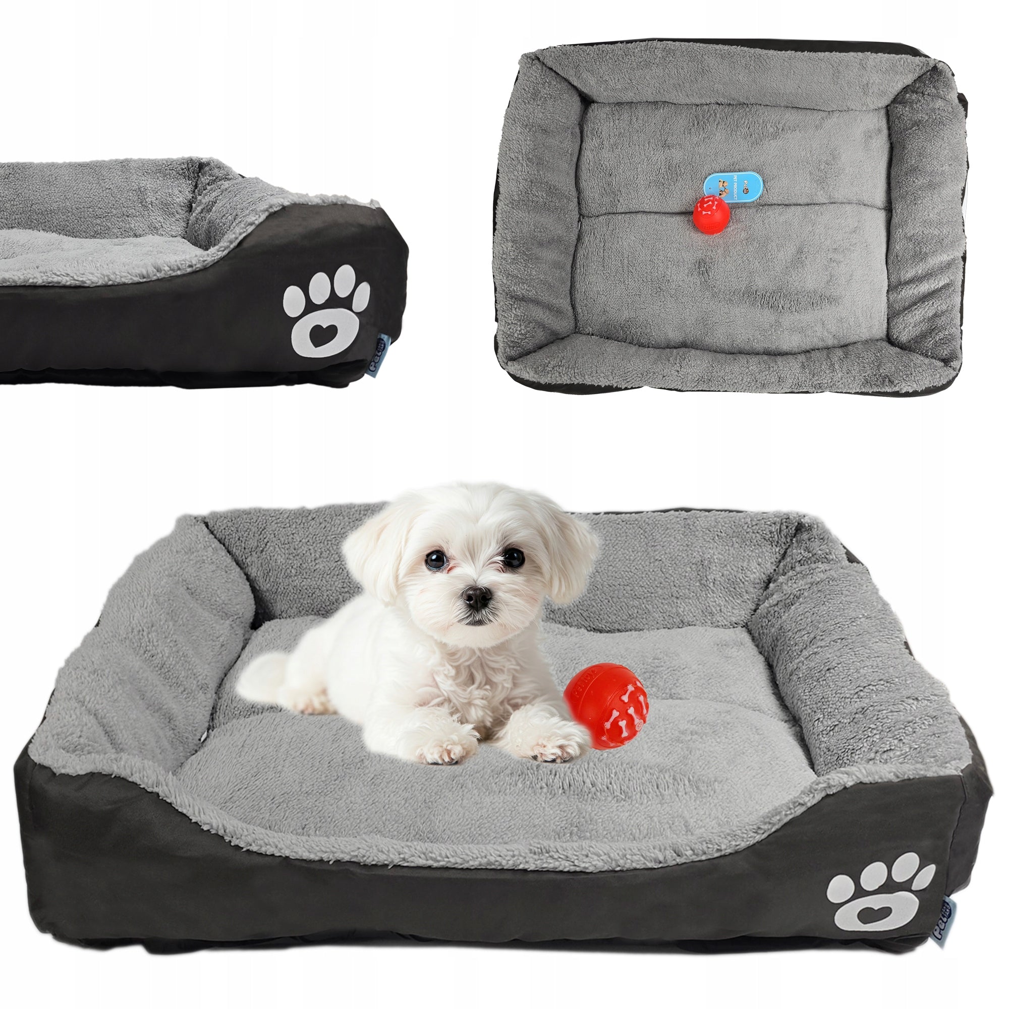CAT DOG BED VELOUR LARGE BED PLAYPEN 75x55x13 +TOY BALL