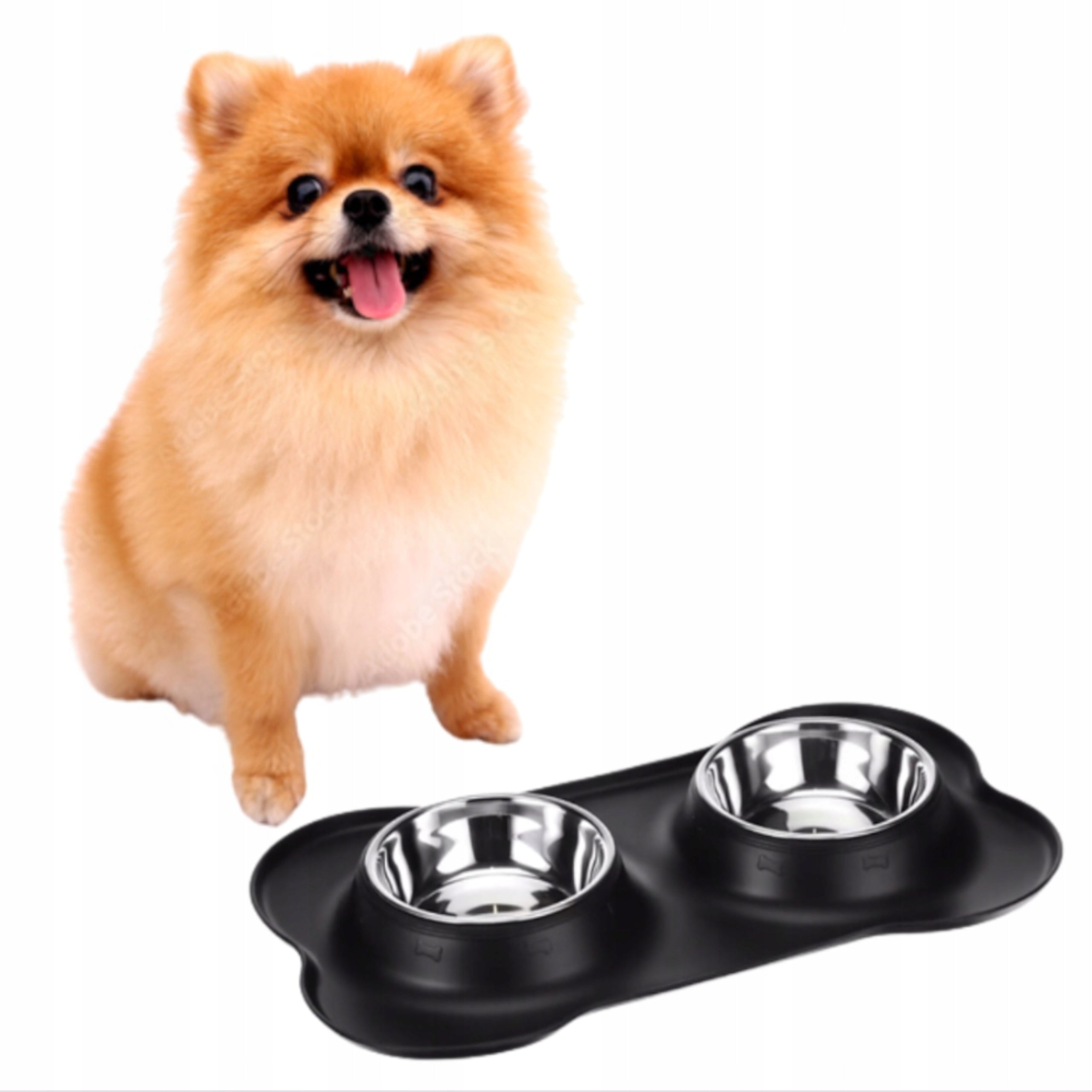 CAT DOG BOWL DOUBLE BOWLS WITH NON-SPILL PAD 2X 460ML Color multicolor