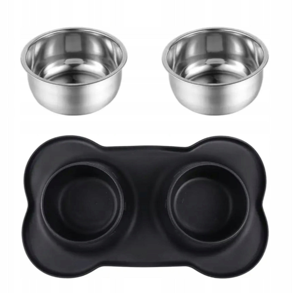CAT DOG BOWL DOUBLE BOWLS WITH NON-SPILL PAD 2X 460ML Packaging status original