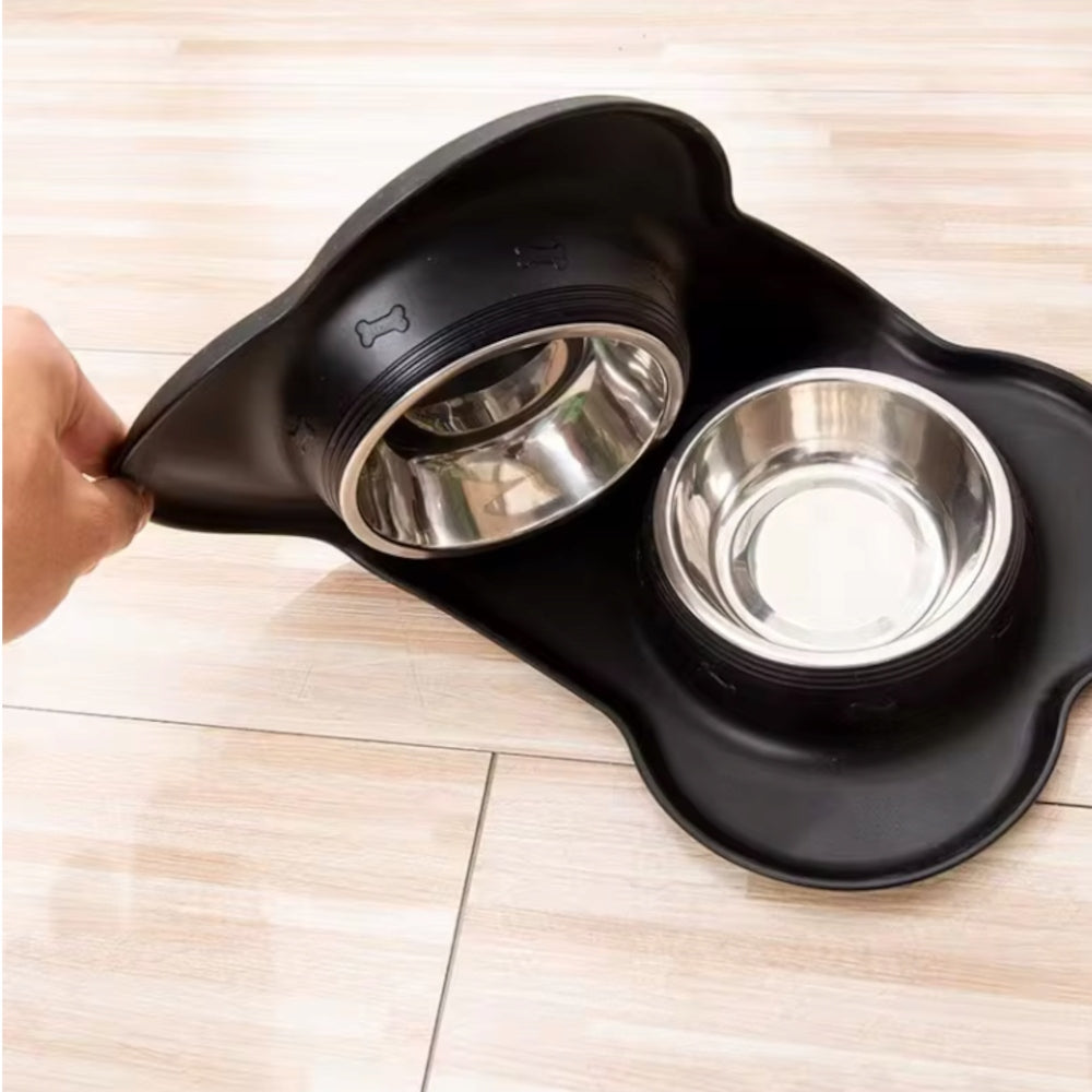 CAT DOG BOWL DOUBLE BOWLS WITH NON-SPILL PAD 2X 460ML Trade name VELAN MISKA DLA PSA PSÓW KOTA PODWÓJNA MISKI Z PODKŁADKĄ NIECHLAPIĄCĄ 2X 460ML