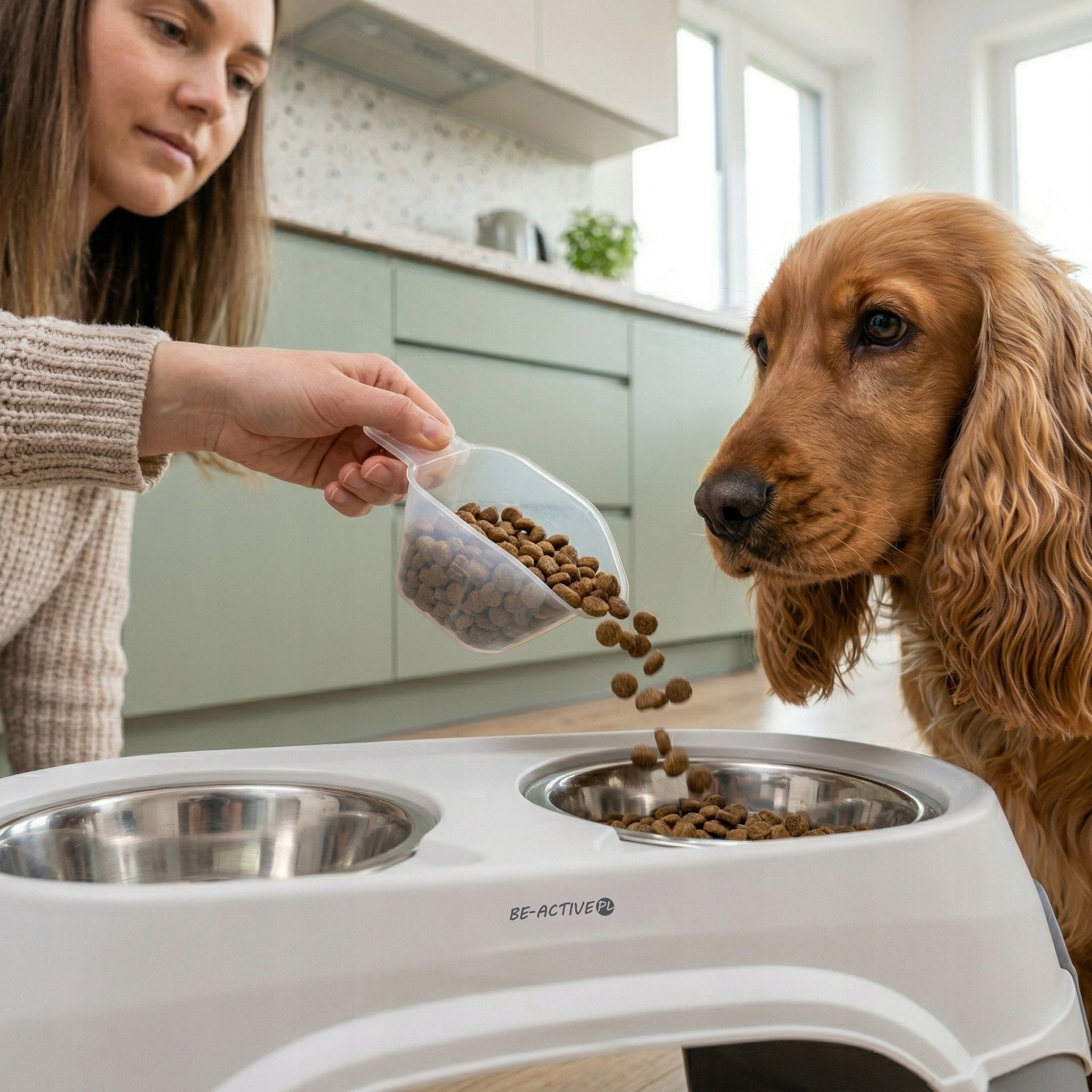 CAT DOG BOWL WATER DOUBLE BOWLS ON STAND NON-SLIP METAL Brand Be-Active.pl