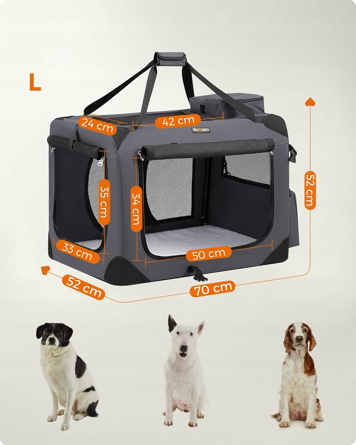CAT DOG CARRIER CAGE BAG FOLDING CAR PLAYPEN GREY L Brand Feandrea