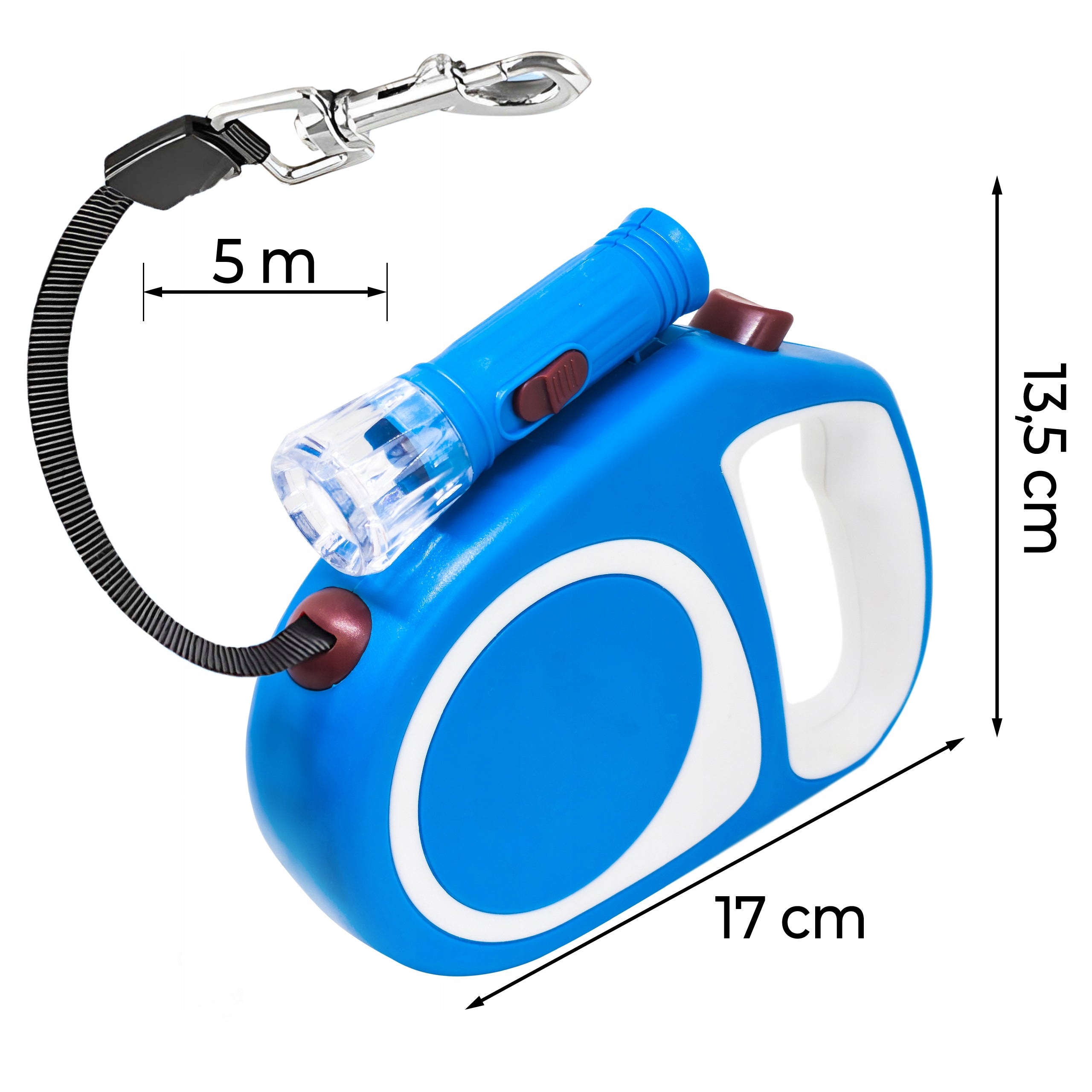CAT DOG LEASH AUTOMATIC STRONG TAPE 5M WITH LOCK 15KG LED FLASHLIGHT Packaging status original