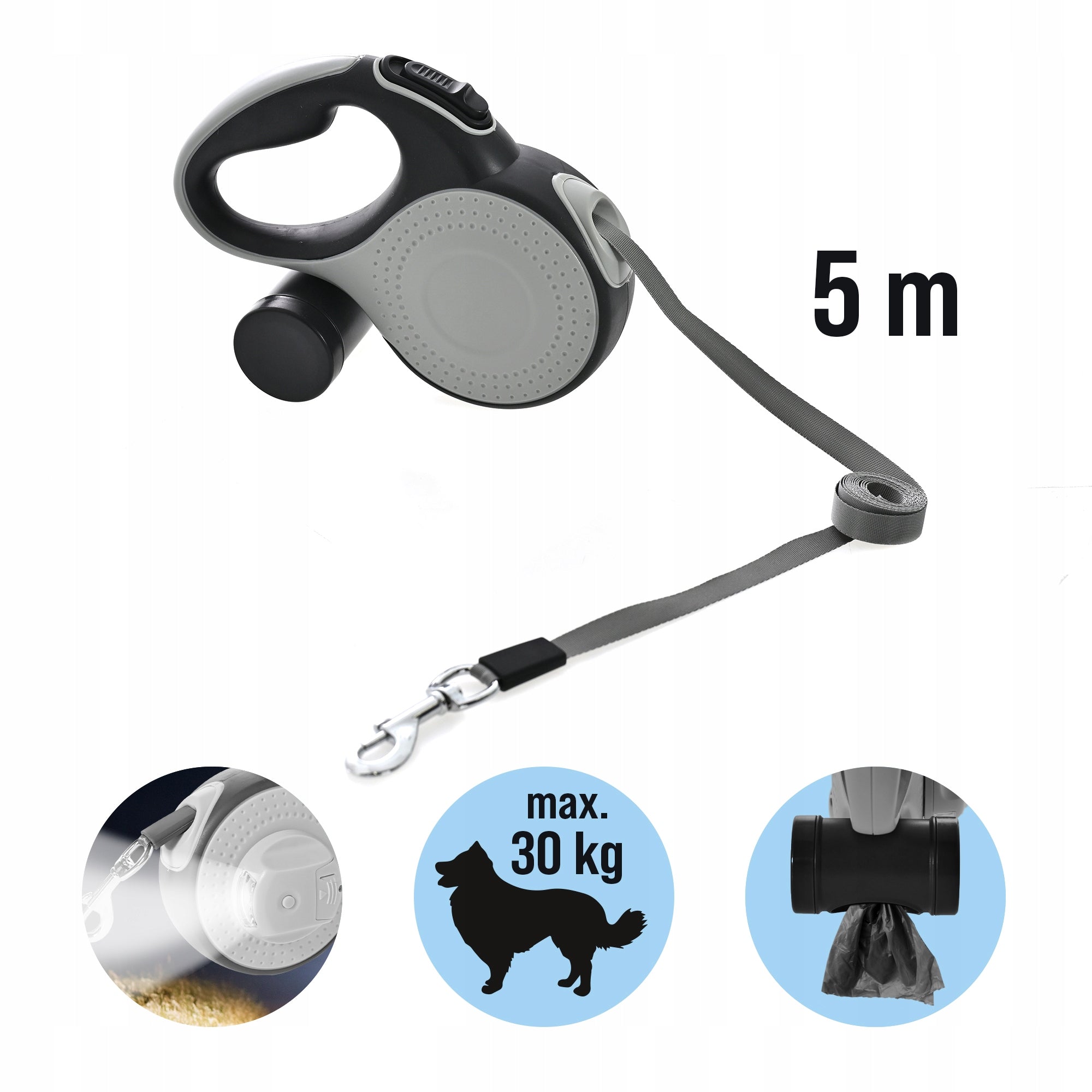 CAT DOG LEASH AUTOMATIC TAPE STRONG 5M FLASHLIGHT BAG CONTAINER SZ Color multicolor