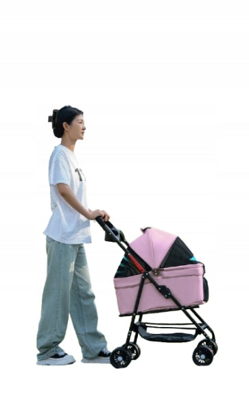 CAT DOG STROLLER FOLDING DETACHABLE TRANSPORTER PINK Main material fabric