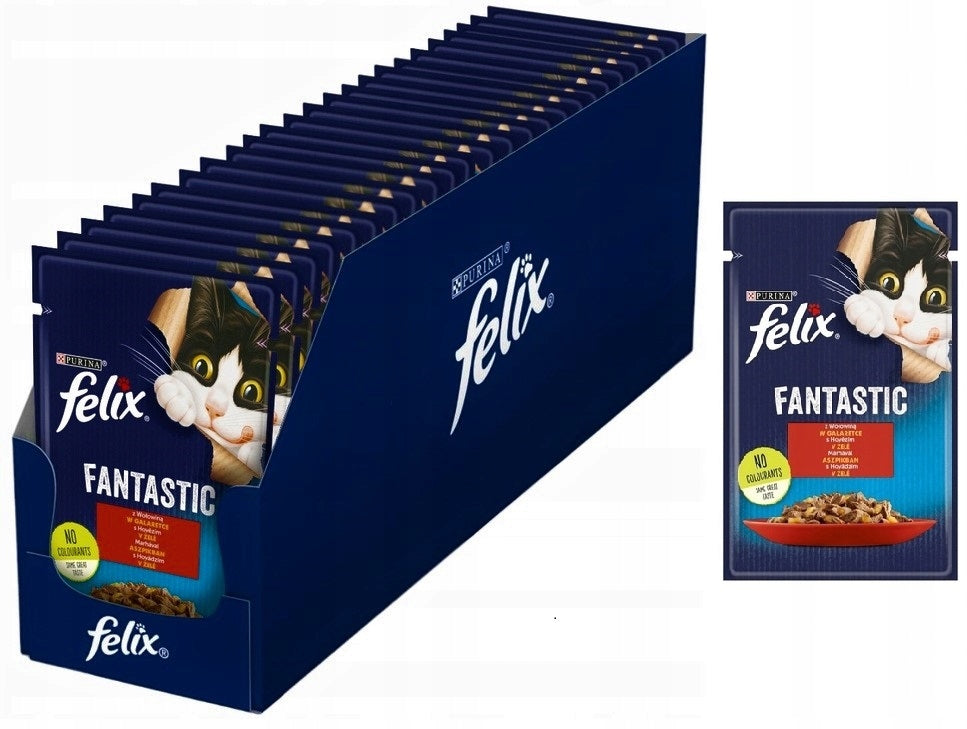 CAT FOOD FELIX WET 26 X 85g BEEF