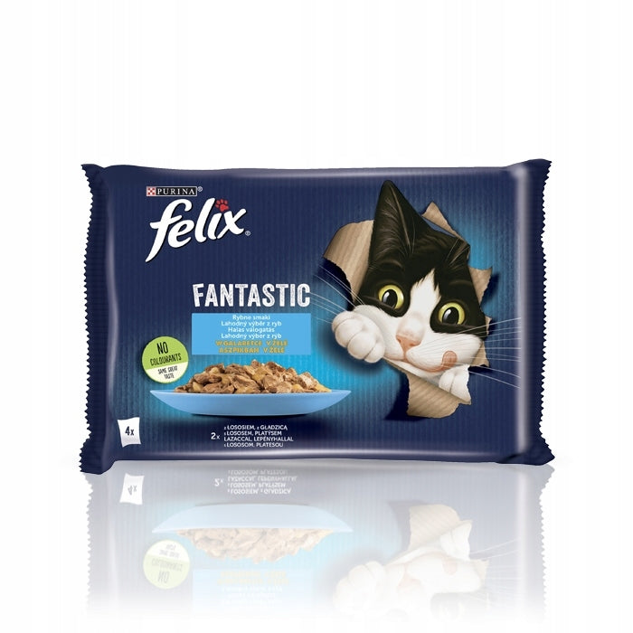 CAT FOOD FELIX WET 4 X 85g FANTASTIC SALMON FLATFISH fish wet Manufacturer code 7613039742457